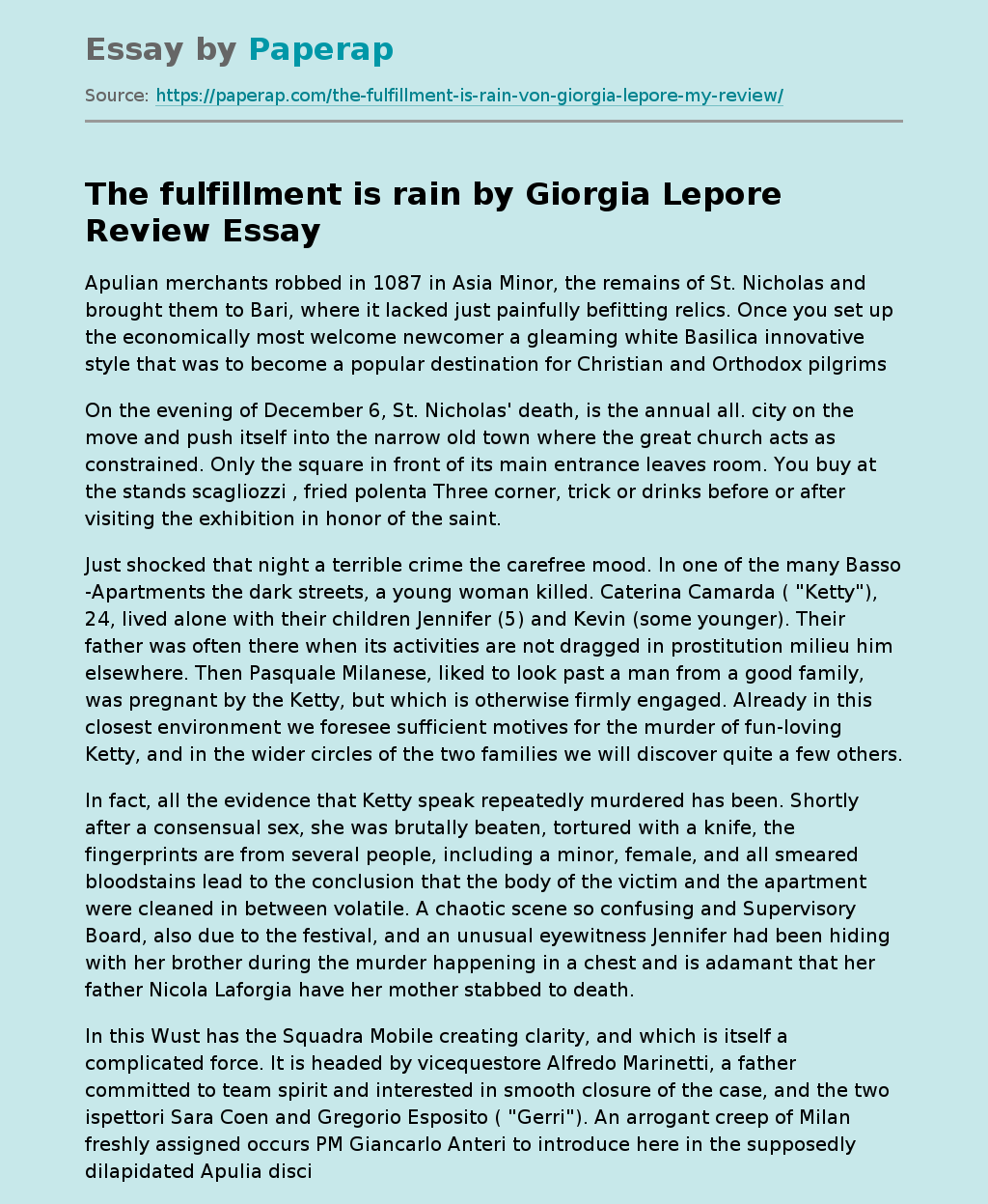 The Fulfillment Is Rain By Giorgia Lepore Review