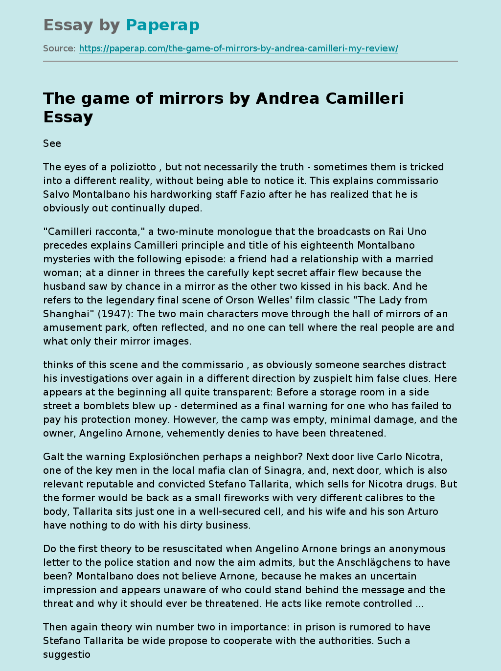 The game of mirrors by Andrea Camilleri