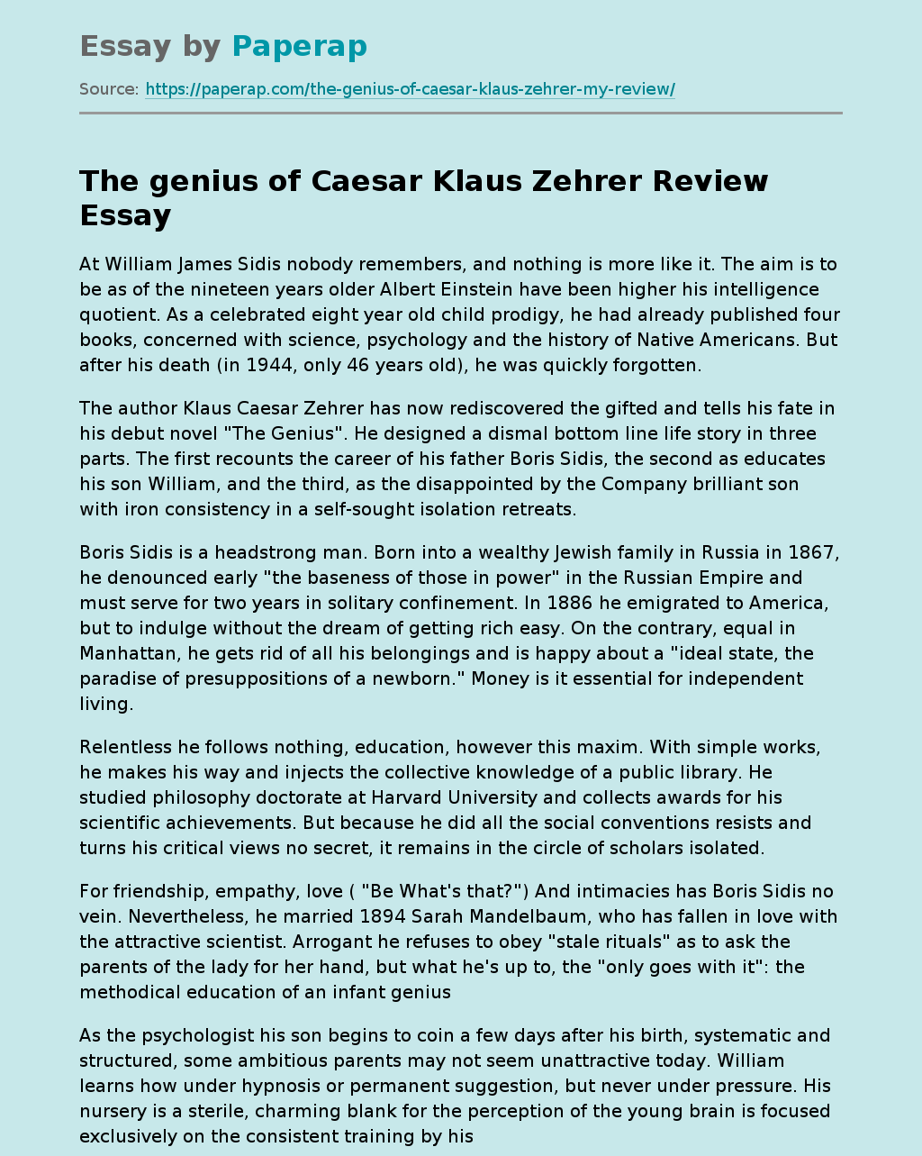 Overview of the Genius Caesar Klaus Serer