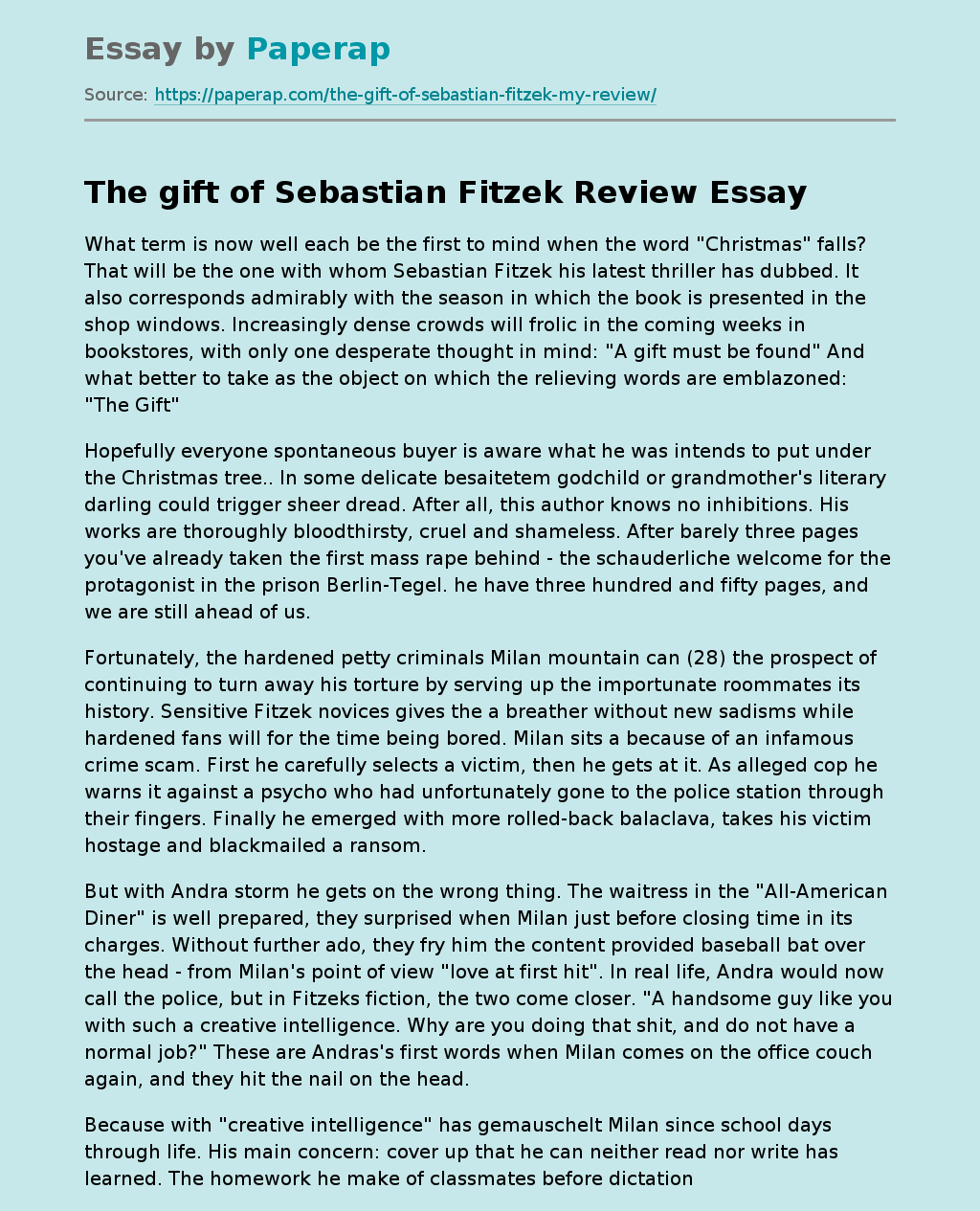 The gift of Sebastian Fitzek Review