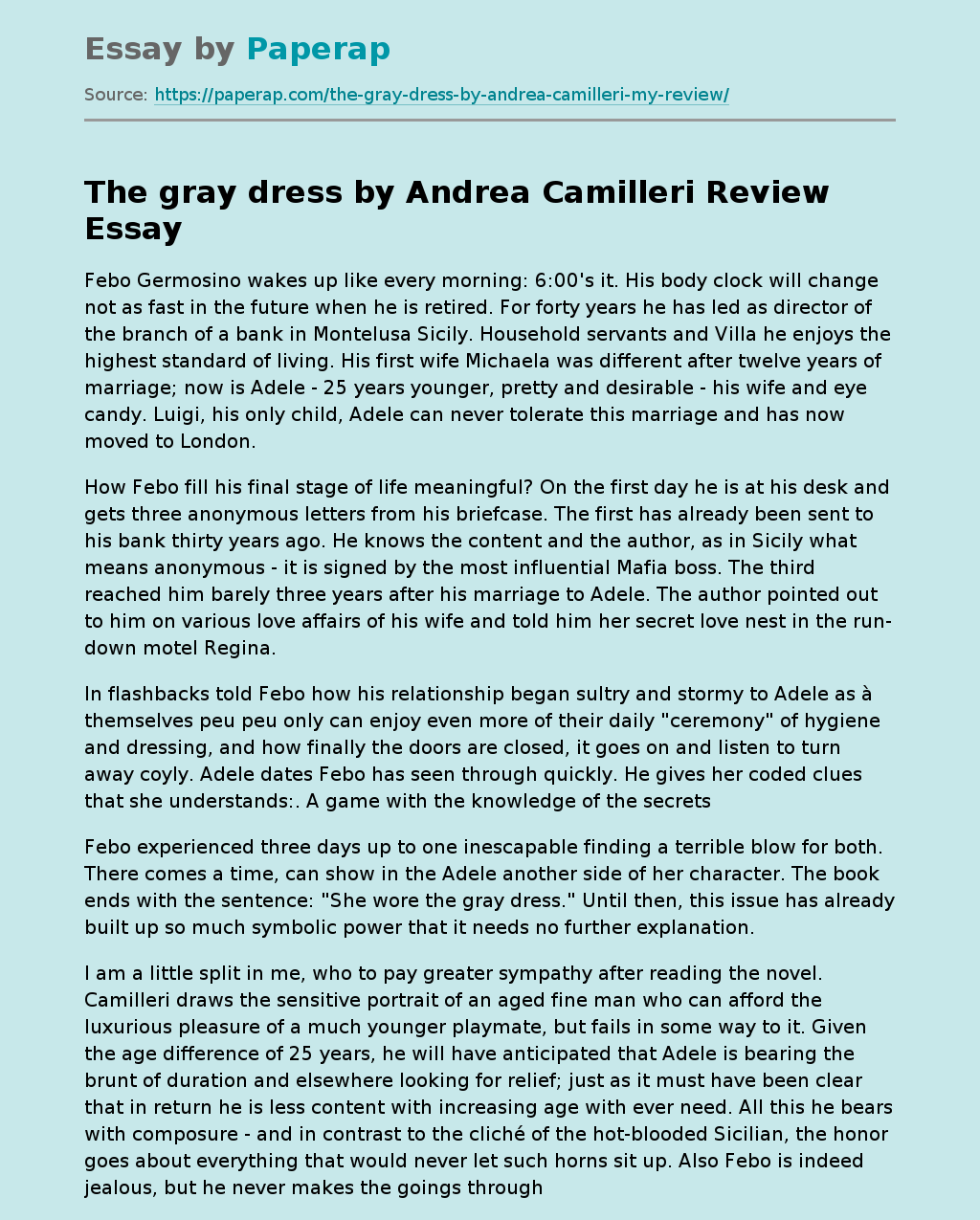 The Gray Dress By Andrea Camilleri Review