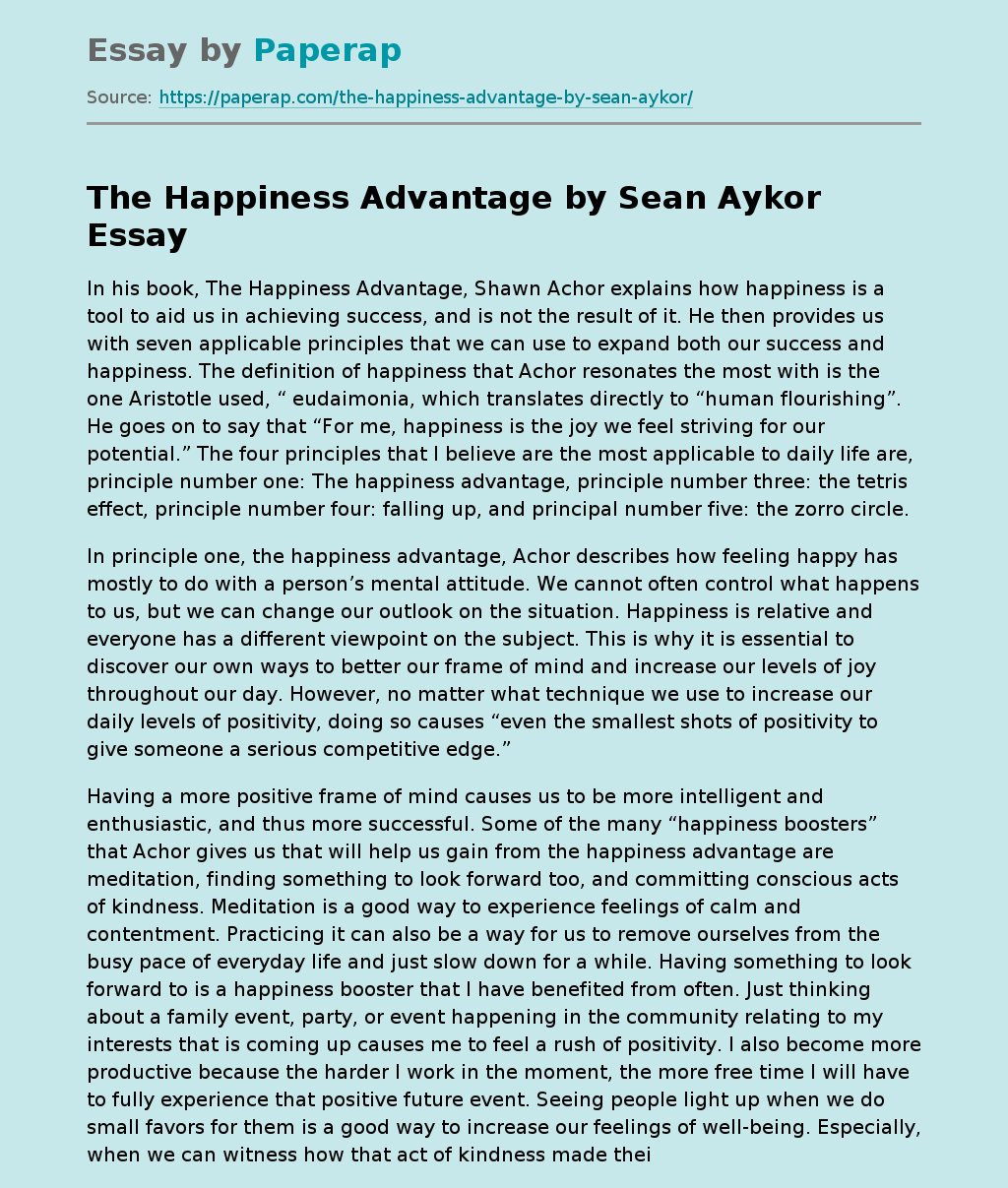 The Happiness Advantage by Sean Aykor