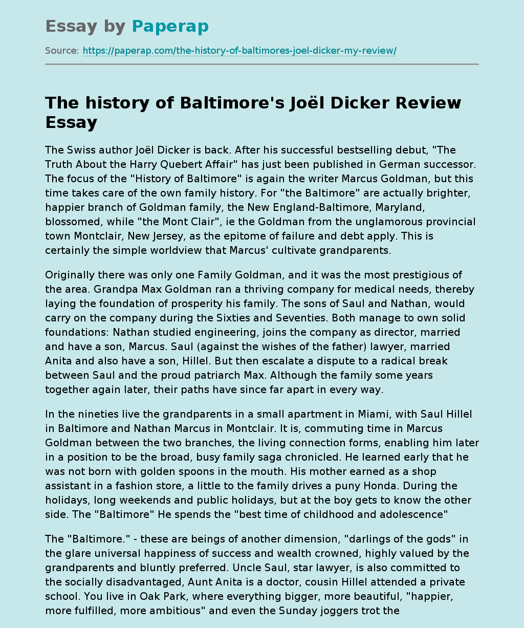 The History Of Baltimore's Joël Dicker Review
