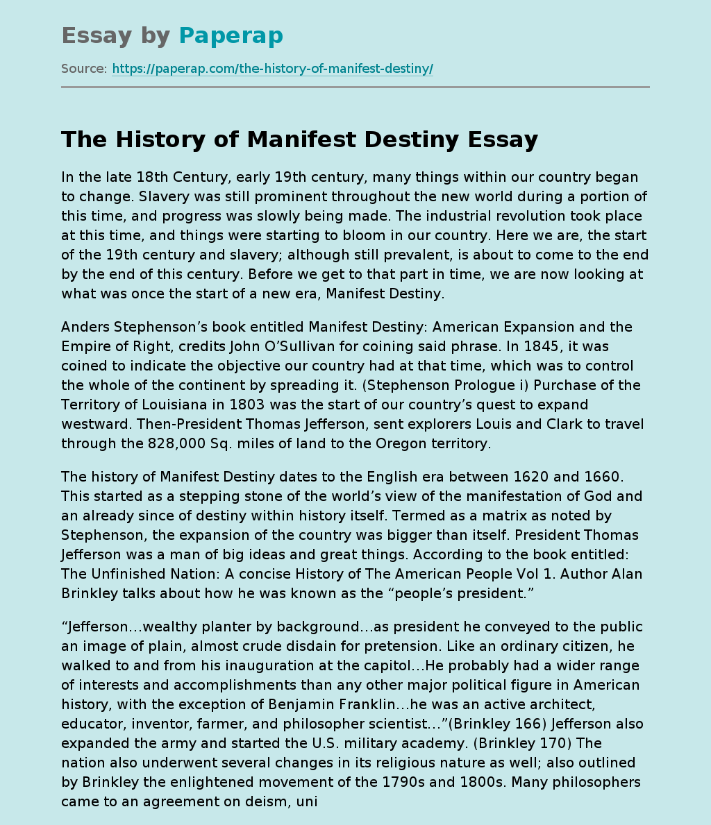 The History of Manifest Destiny