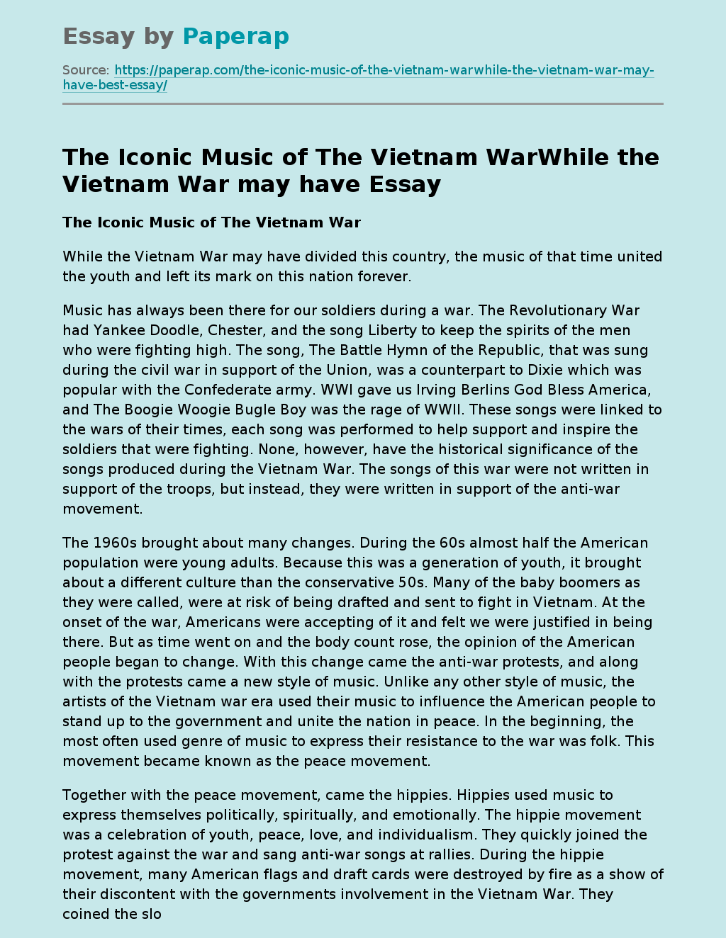 The Iconic Music of The Vietnam WarWhile the Vietnam War may have