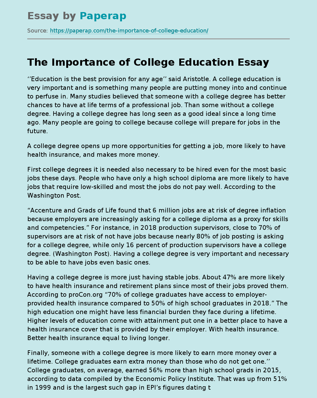 The Importance of College Education