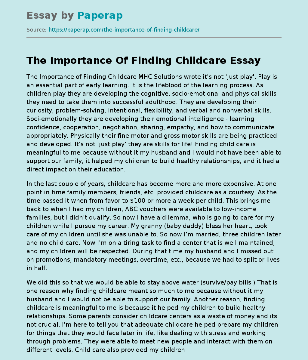 The Importance Of Finding Childcare