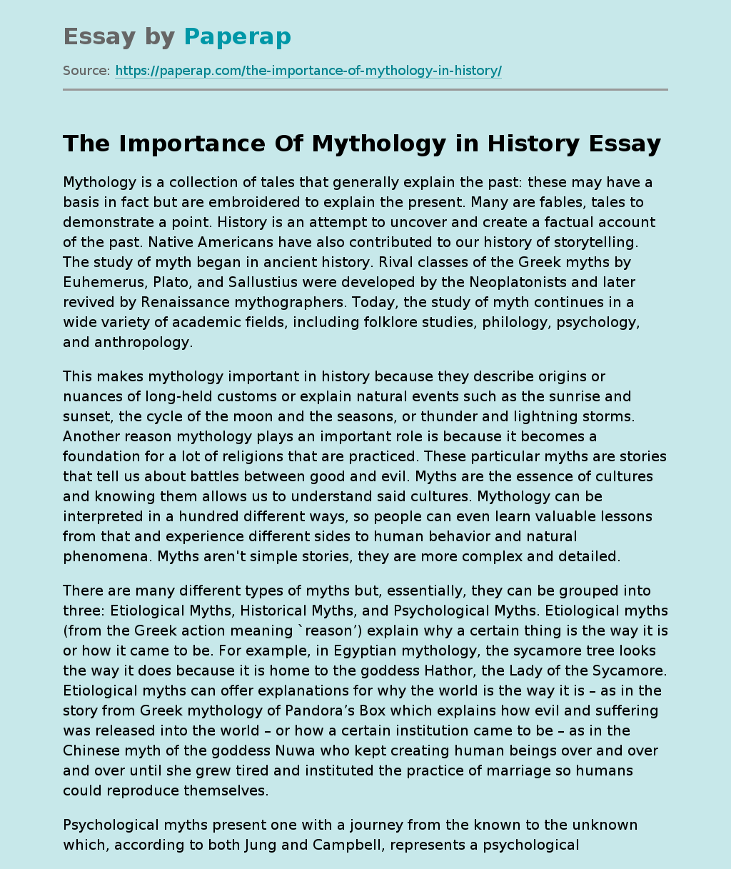 The Importance Of Mythology in History