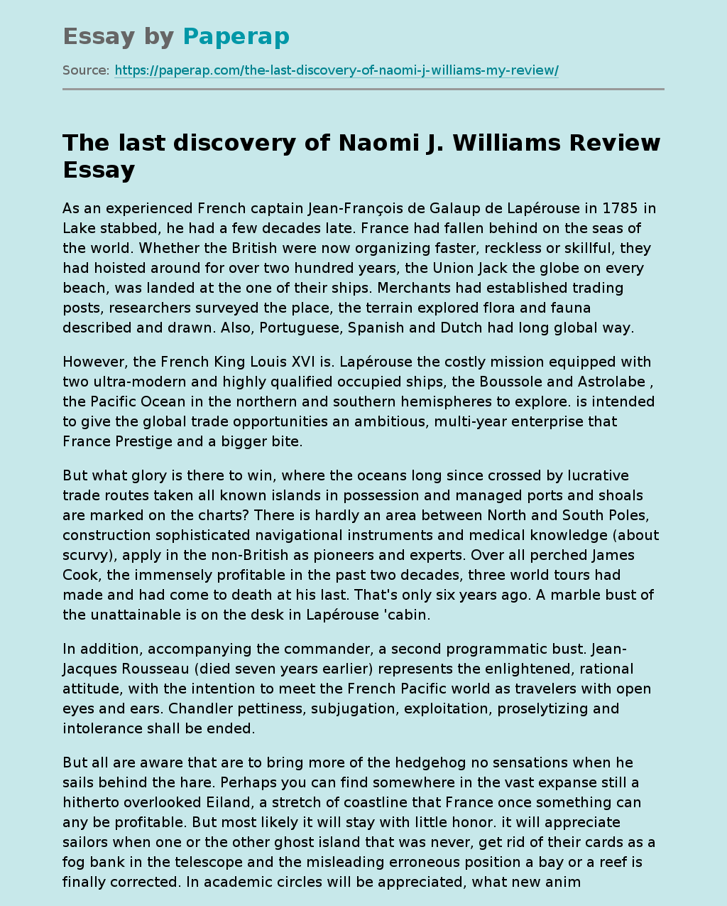 The Last Discovery Of Naomi J. Williams Review
