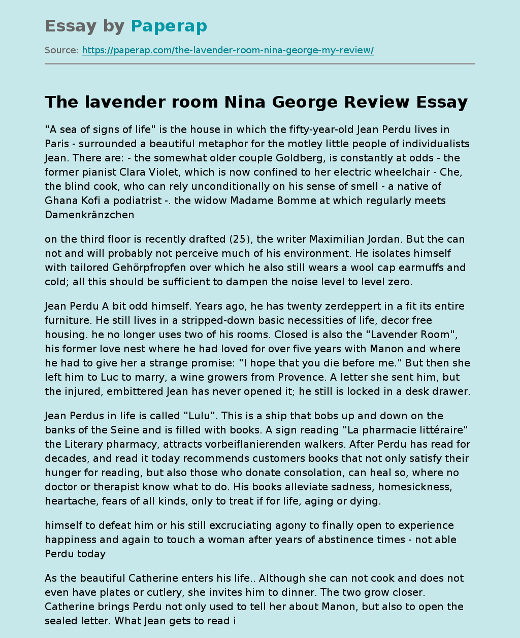 The lavender room Nina George Review