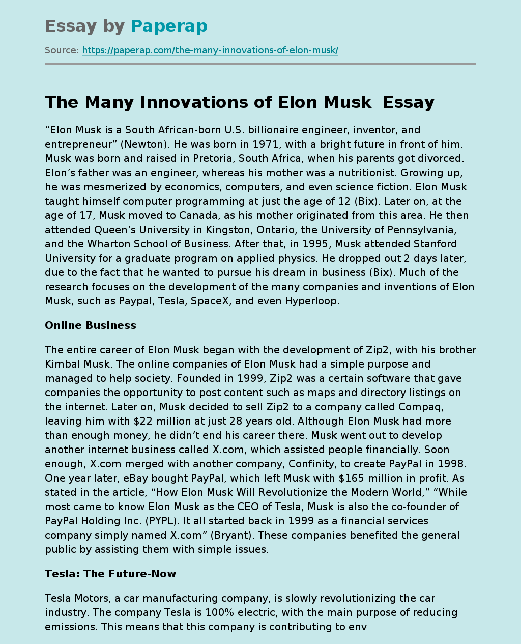 The Many Innovations of Elon Musk 