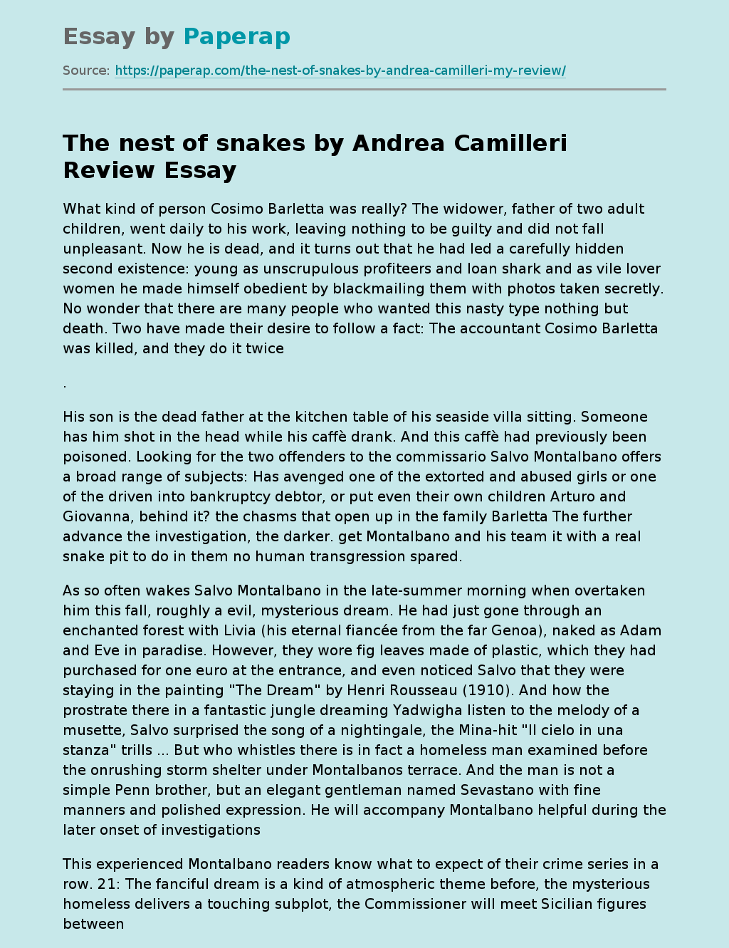 The Nest Of Snakes By Andrea Camilleri Review