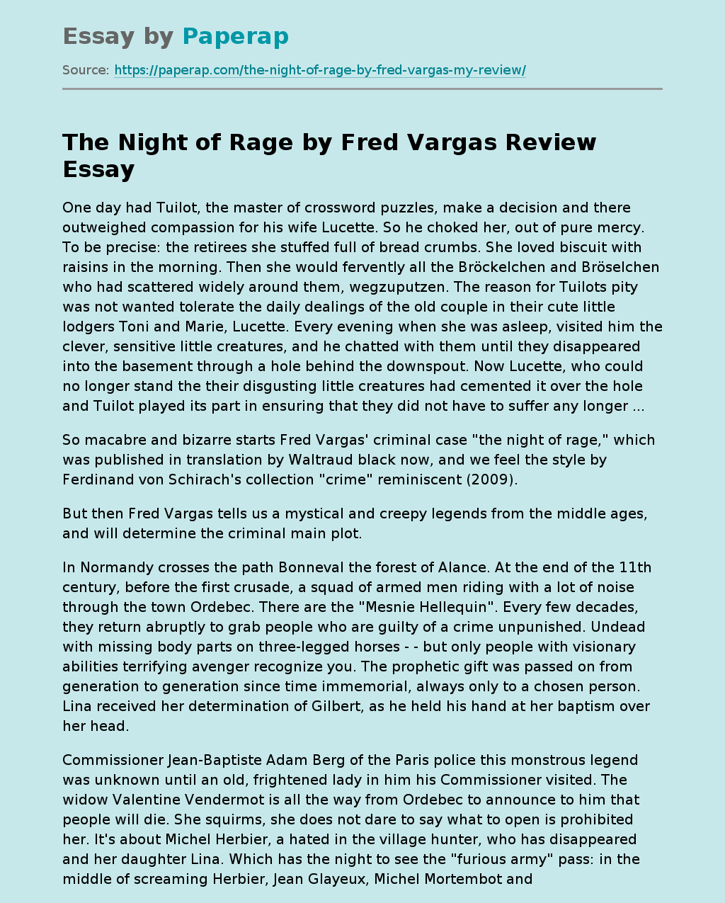 The Night of Rage by Fred Vargas Review