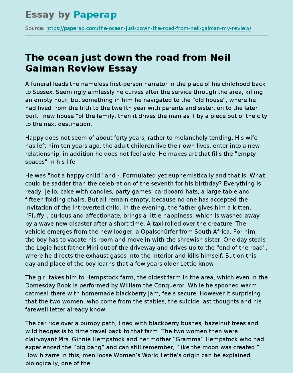 “The Ocean Just Down the Road From” by Neil Gaiman