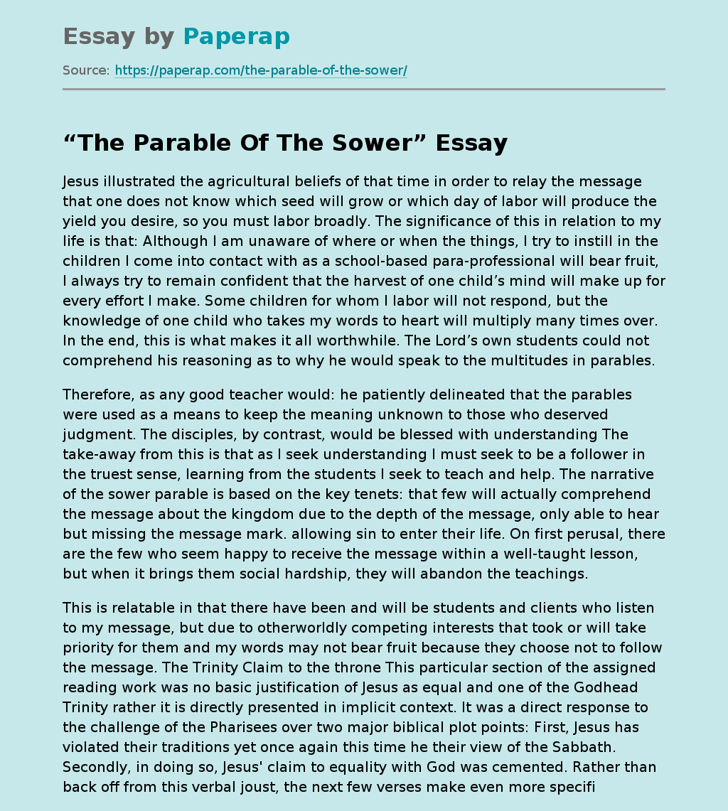 “The Parable Of The Sower”