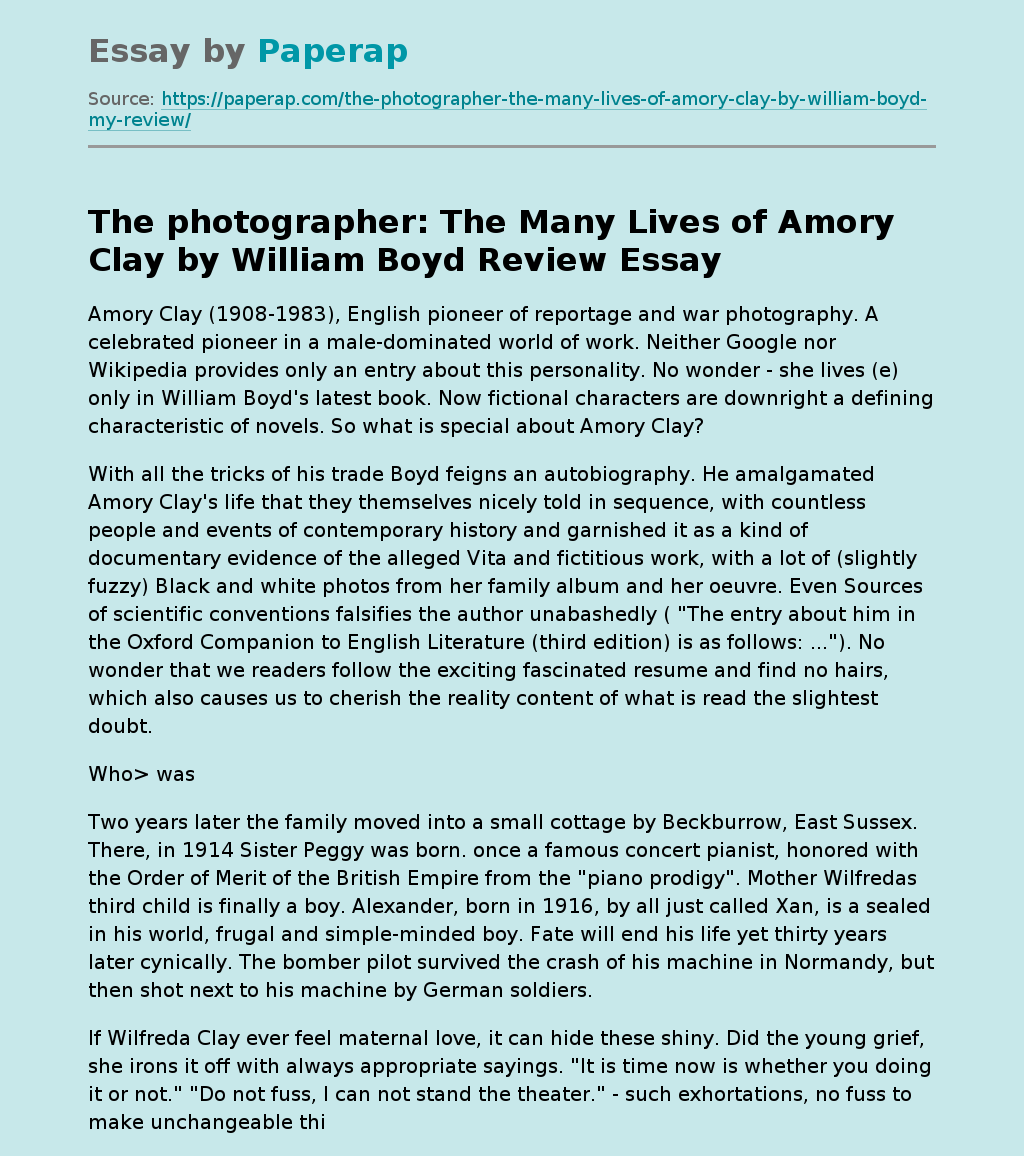 The photographer: The Many Lives of Amory Clay by William Boyd Review
