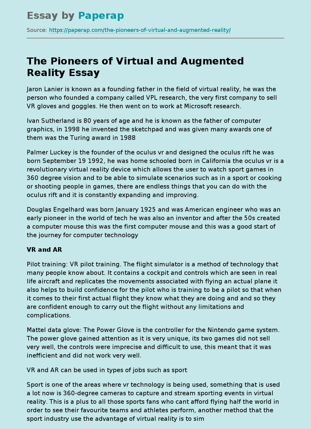 The Pioneers of Virtual and Augmented Reality