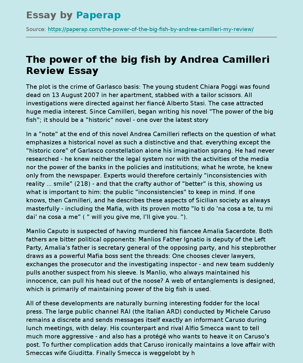 The Power Of The Big Fish By Andrea Camilleri Review