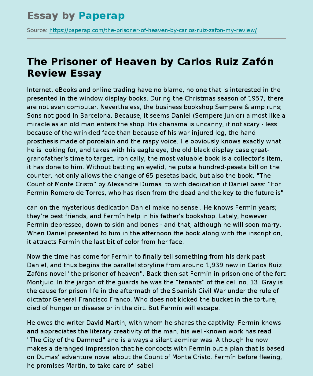 The Prisoner of Heaven by Carlos Ruiz Zafón Review