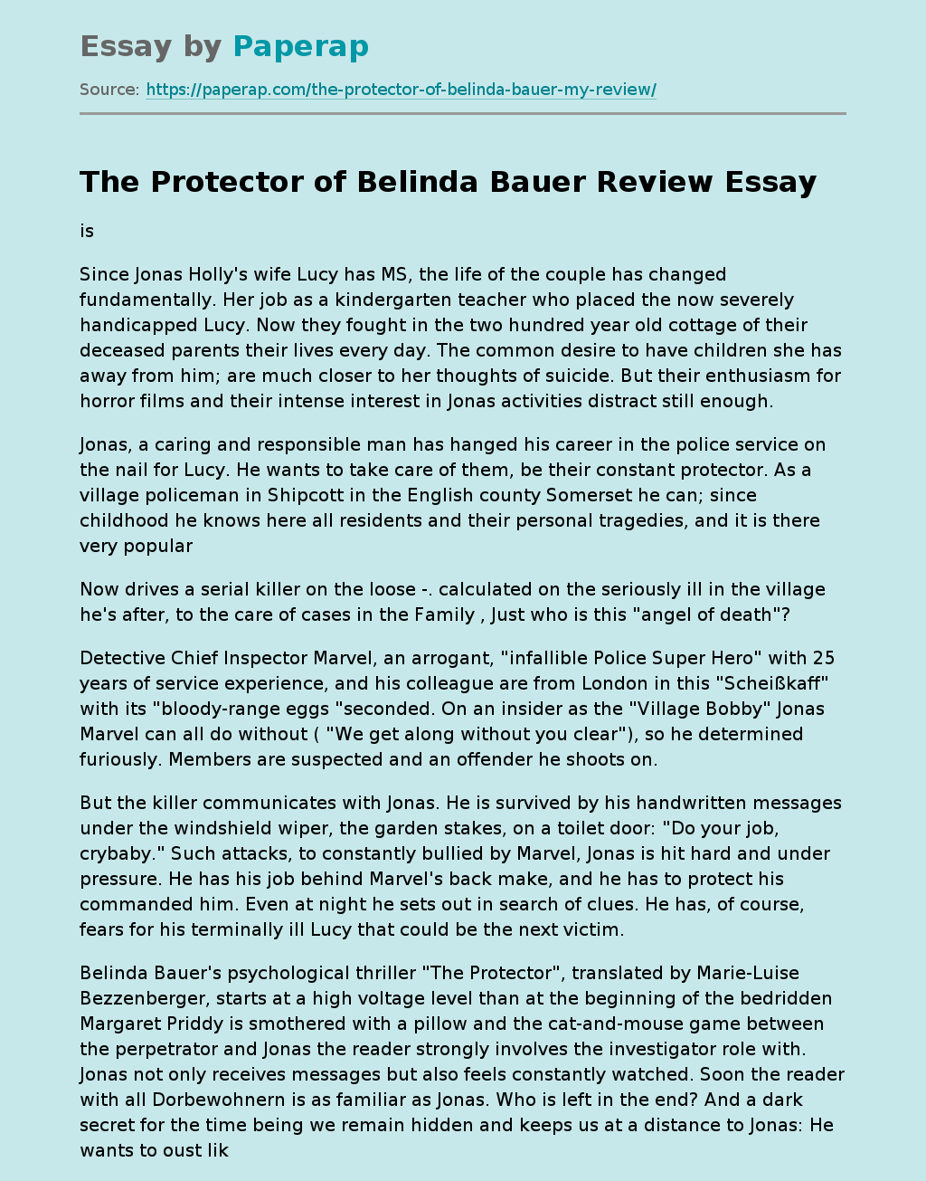 The Protector of Belinda Bauer Review