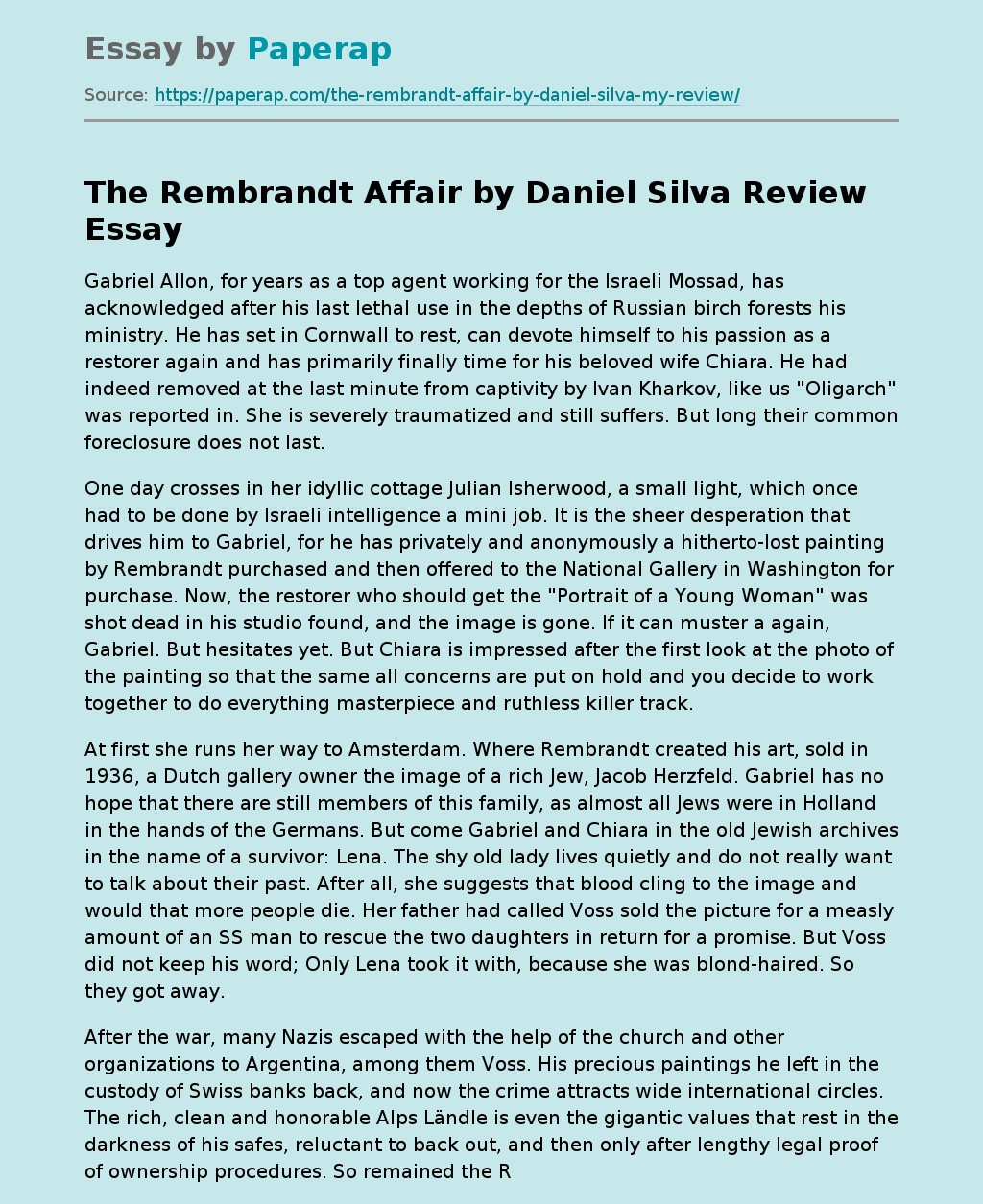 "The Rembrandt Affair" by Daniel Silva