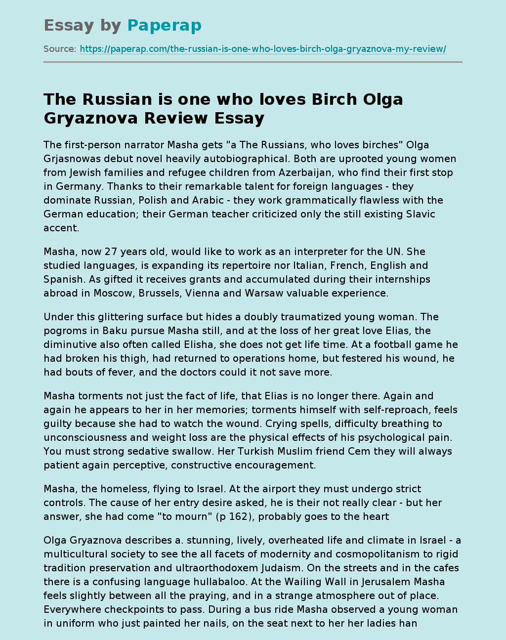 The Russian Is One Who Loves Birch Olga Gryaznova Review