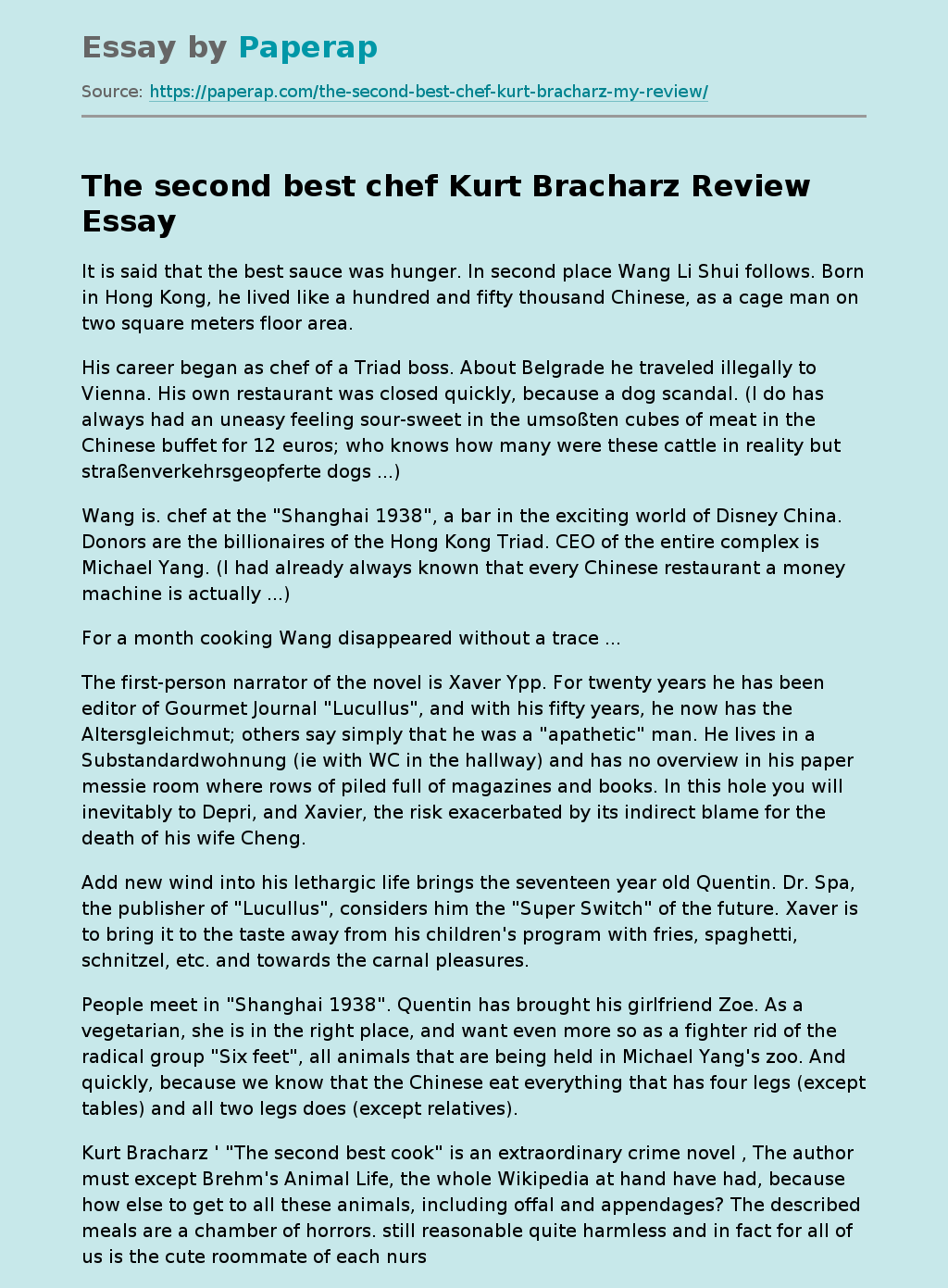 The Second Best Chef Kurt Bracharz Review