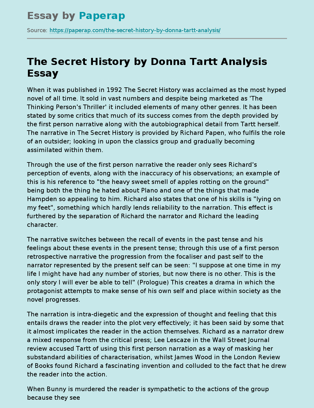 The Secret History by Donna Tartt Analysis