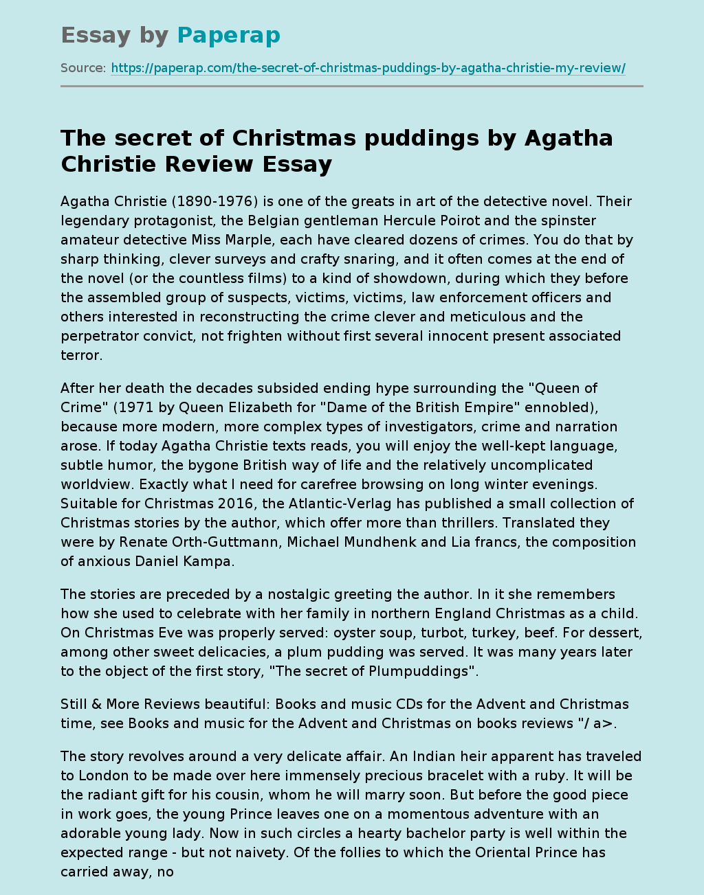 The Secret of Christmas Puddings by Agatha Christie Review