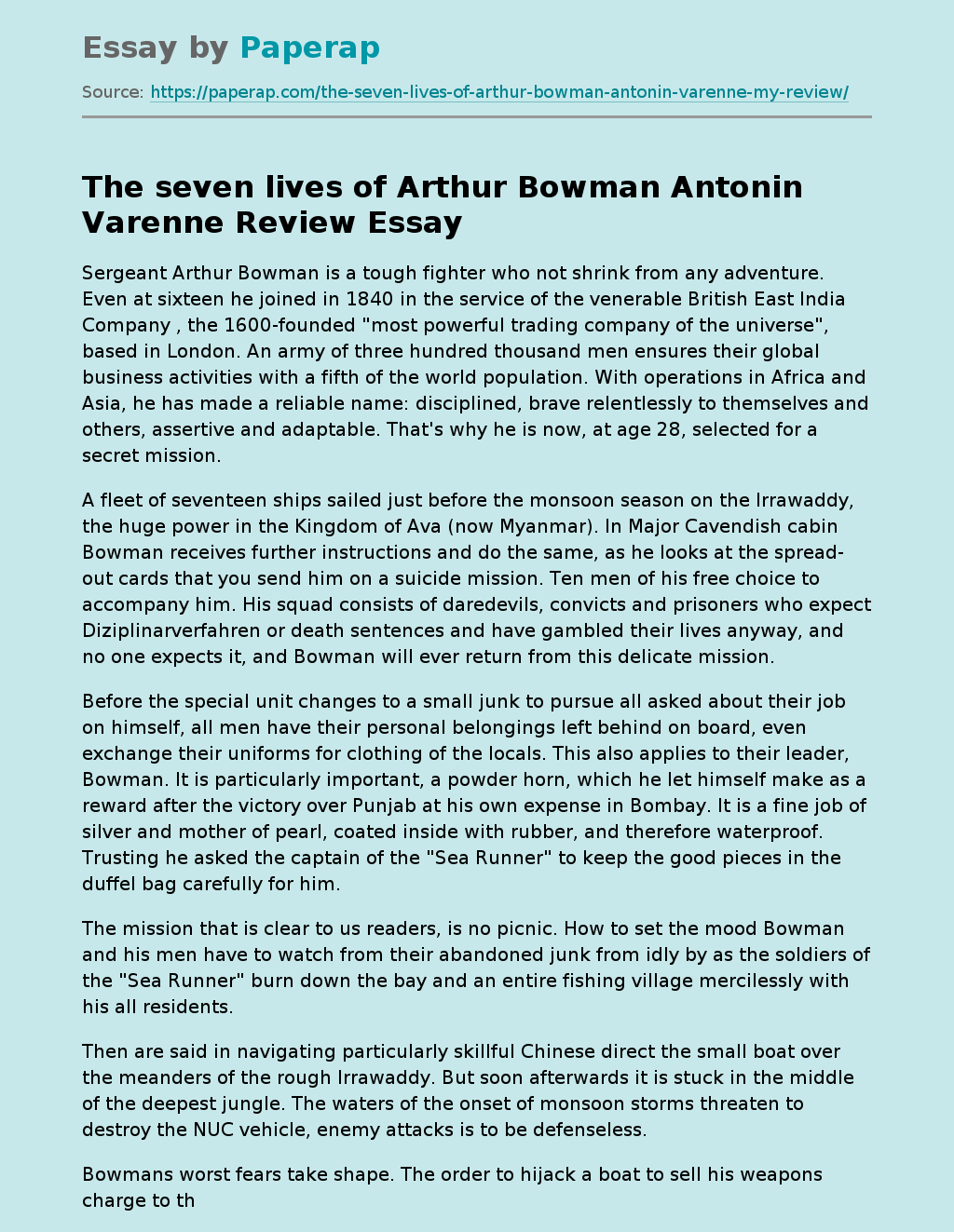 The seven lives of Arthur Bowman Antonin Varenne Review