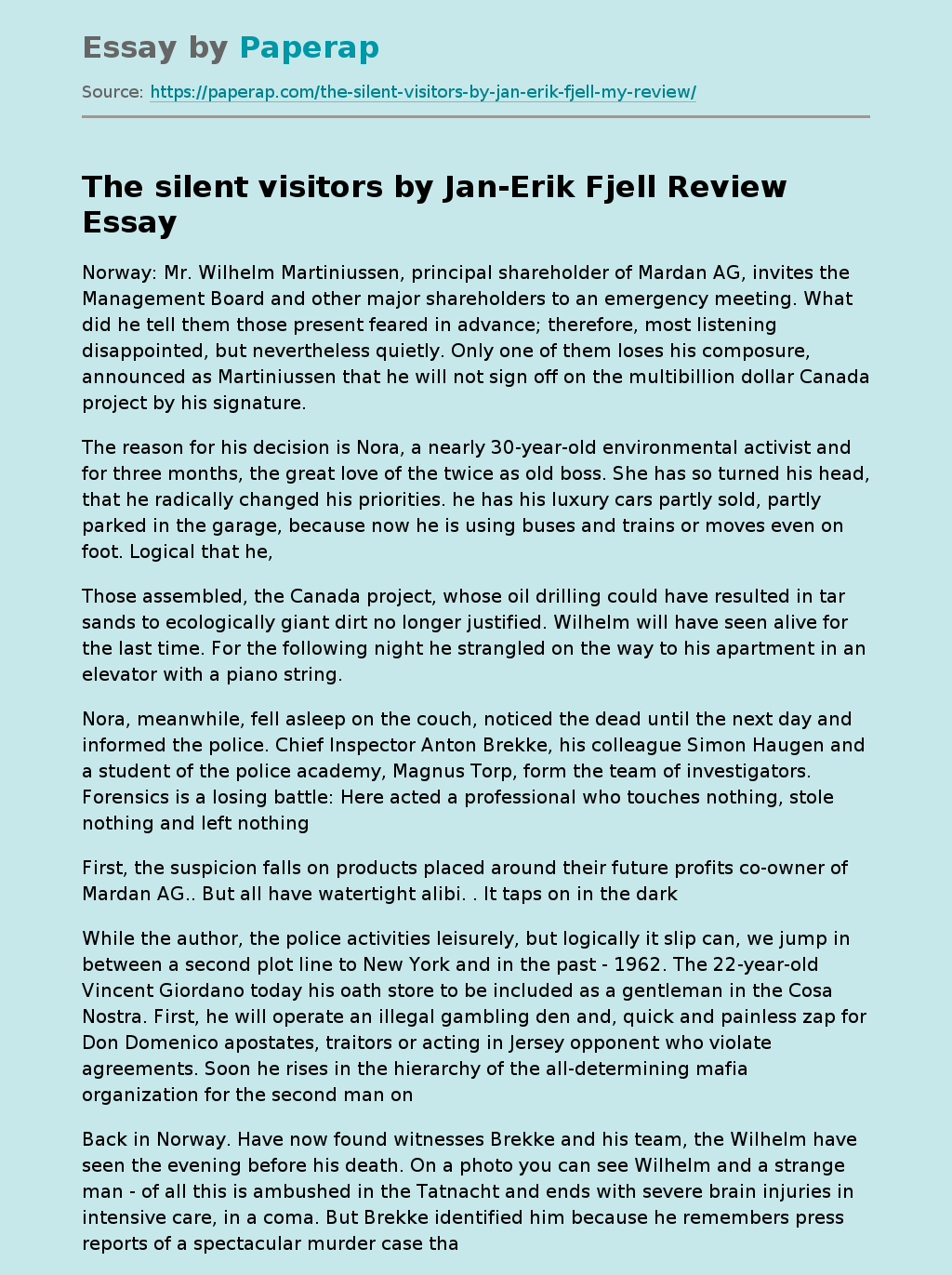 The Silent Visitors By Jan-erik Fjell Review