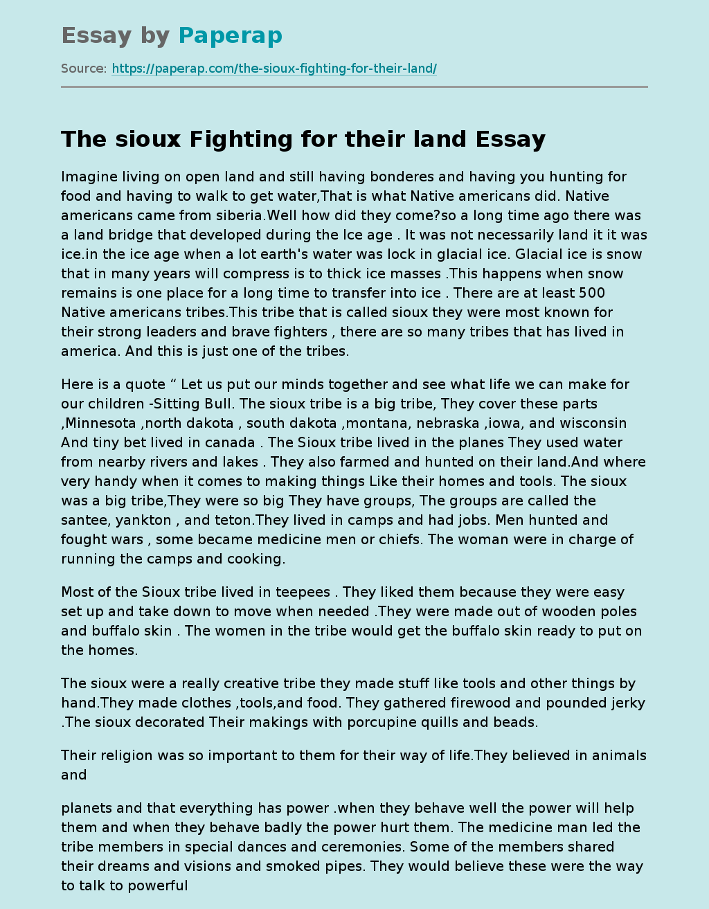 The sioux Fighting for their land