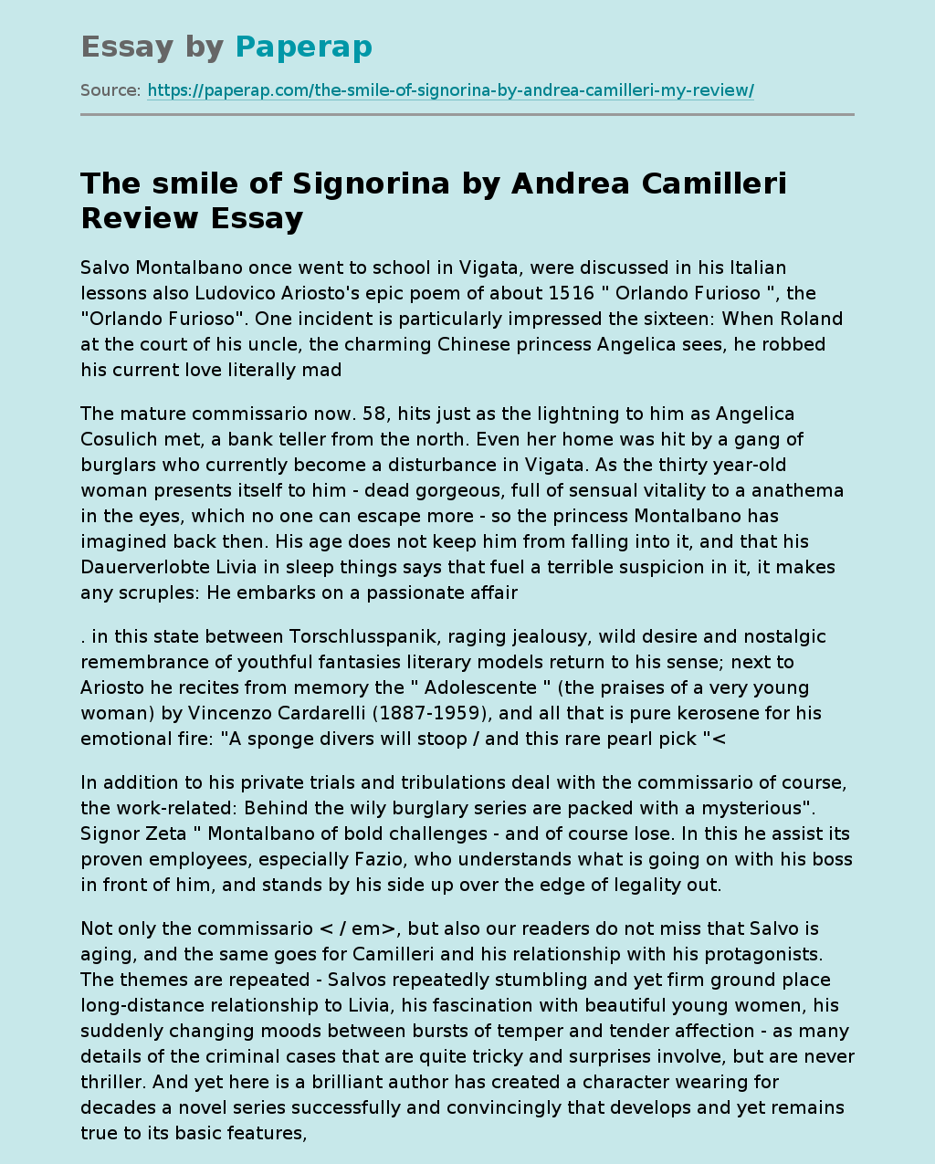 The Smile of Signorina by Andrea Camilleri Review