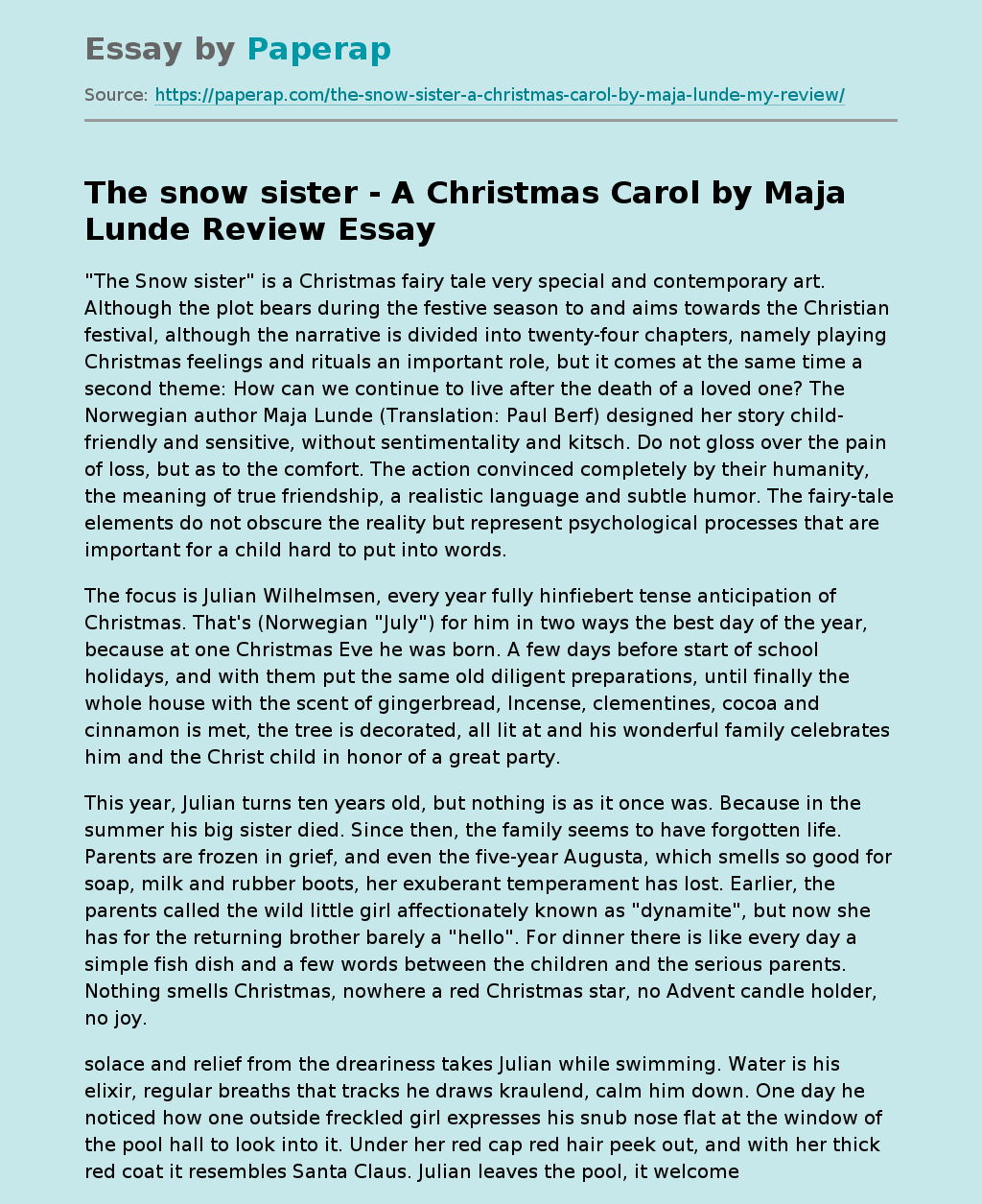 The snow sister - A Christmas Carol by Maja Lunde Review