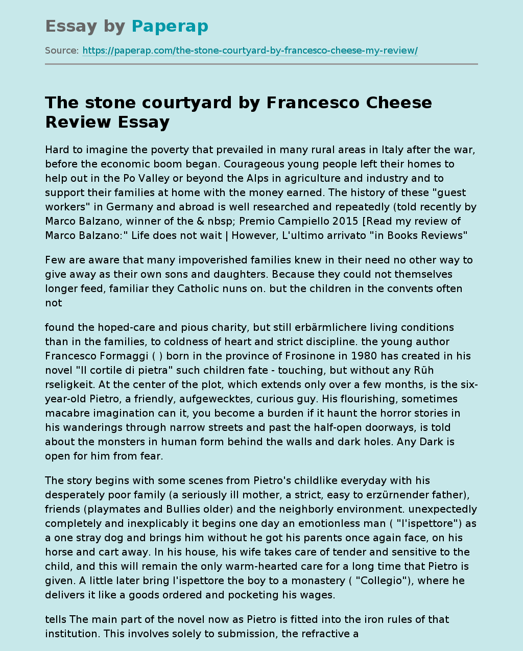 “The Stone Courtyard” by Francesco Cheese