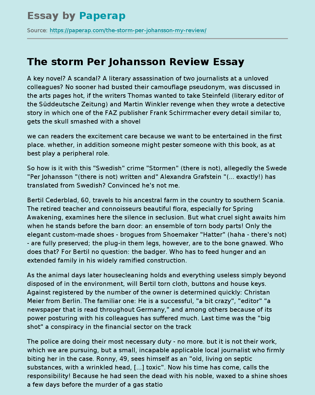 Book "The storm" by Per Johansson