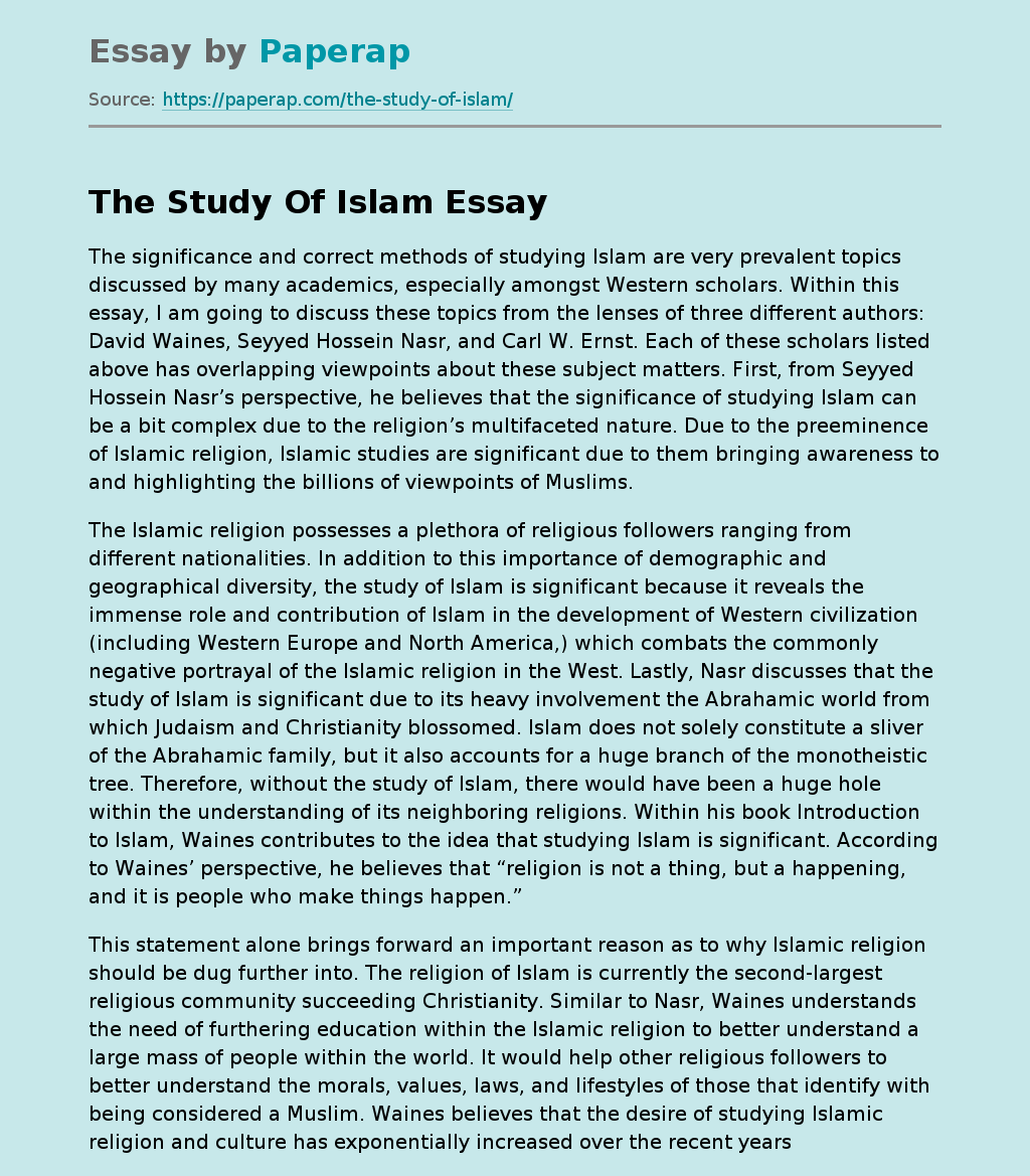 The Study Of Islam