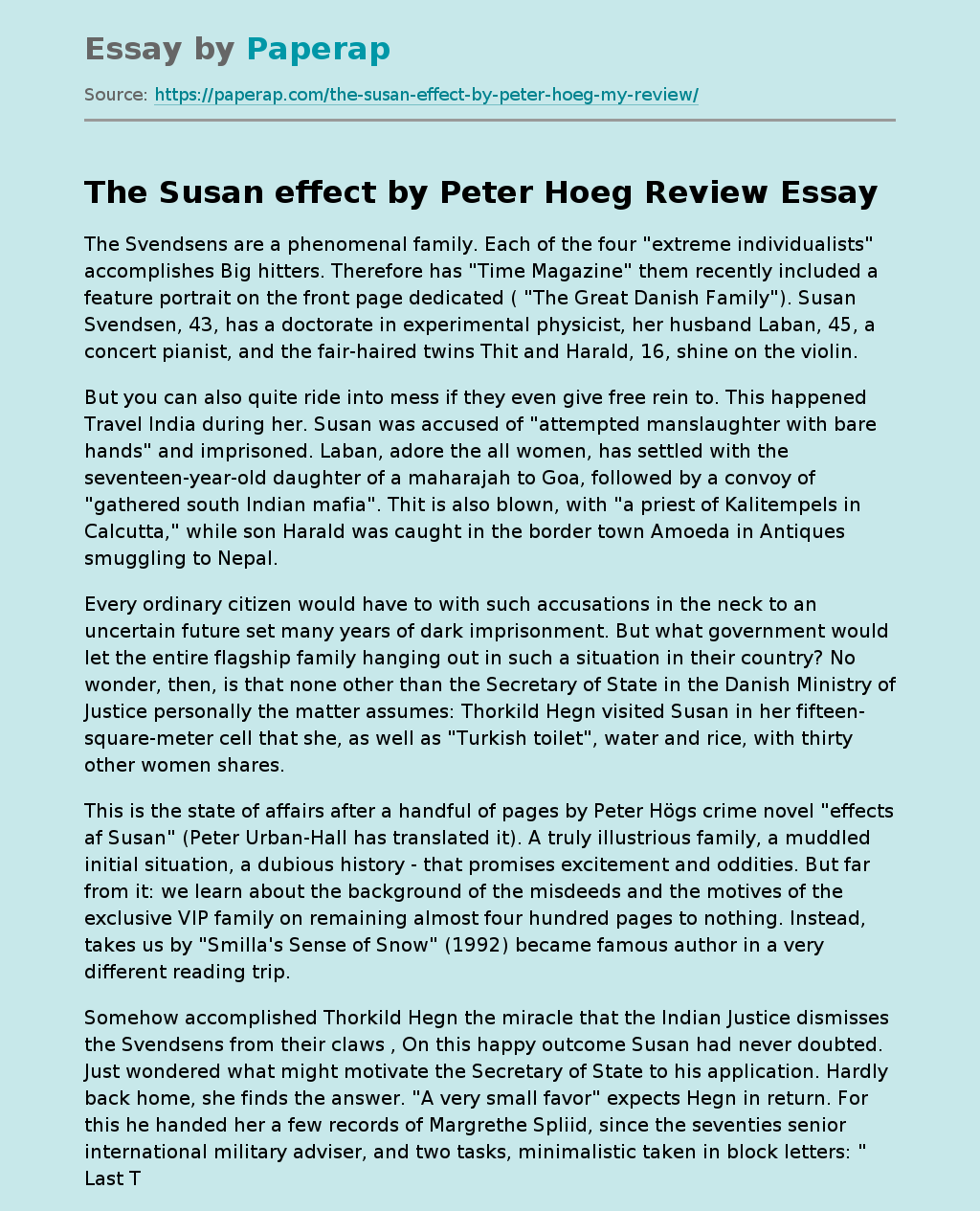 The Susan effect by Peter Hoeg Review