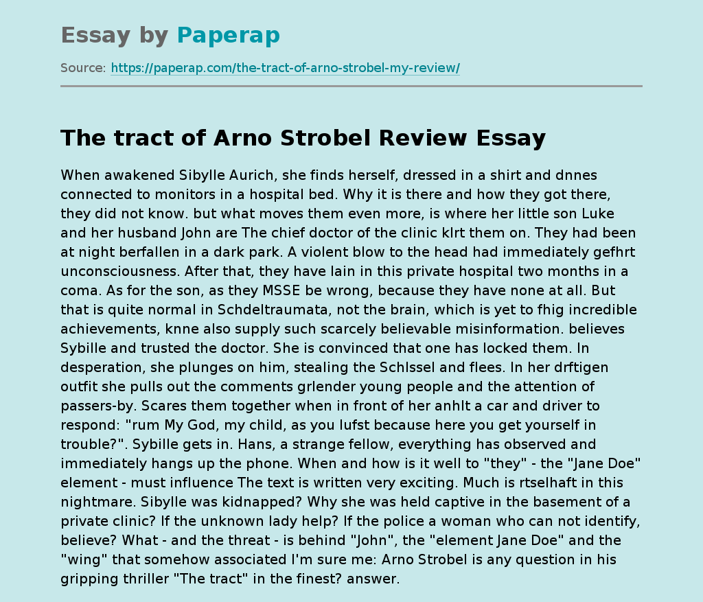 Book “The Tract” of Arno Strobel