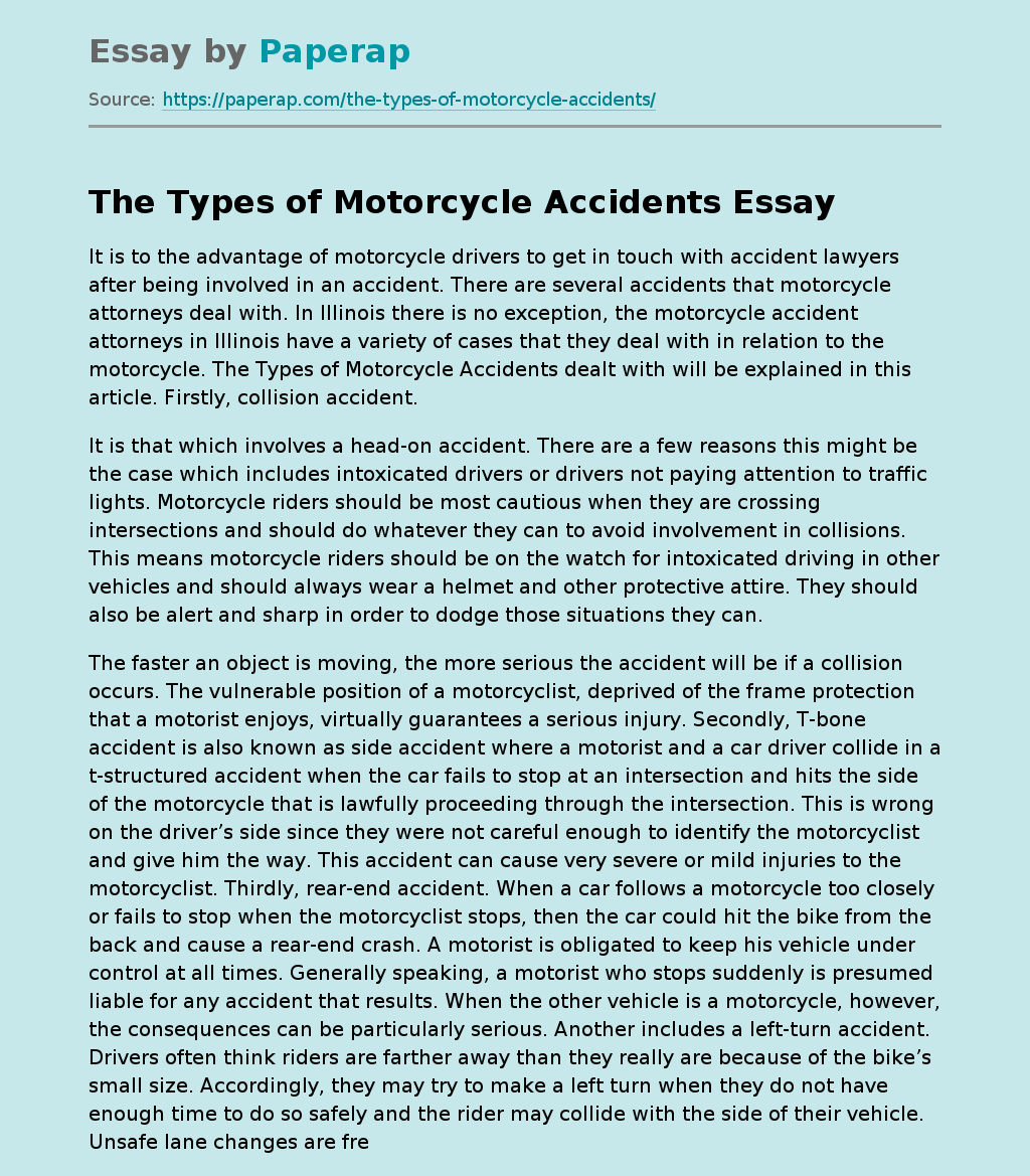 The Types of Motorcycle Accidents