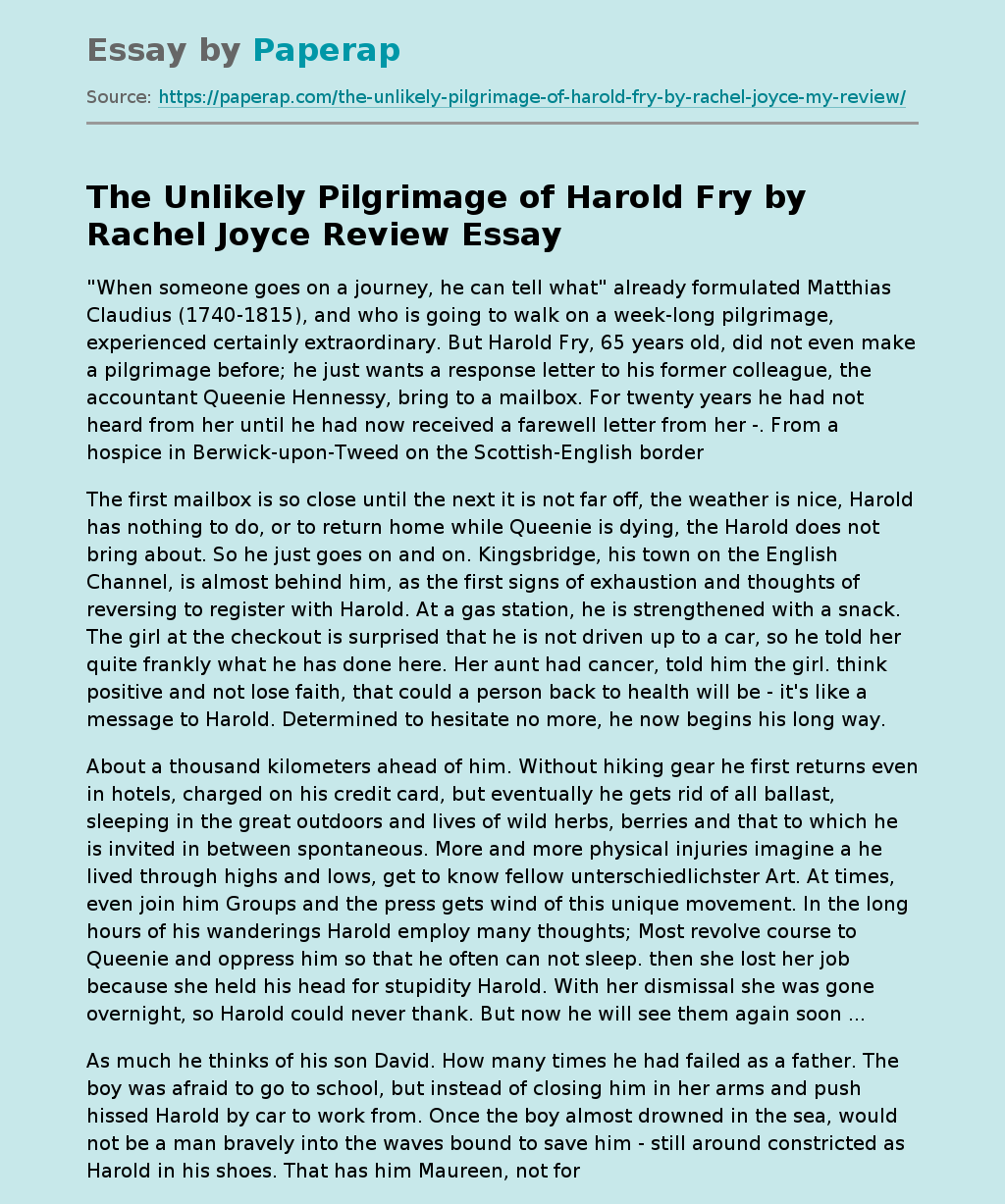 The Unlikely Pilgrimage of Harold Fry by Rachel Joyce Review
