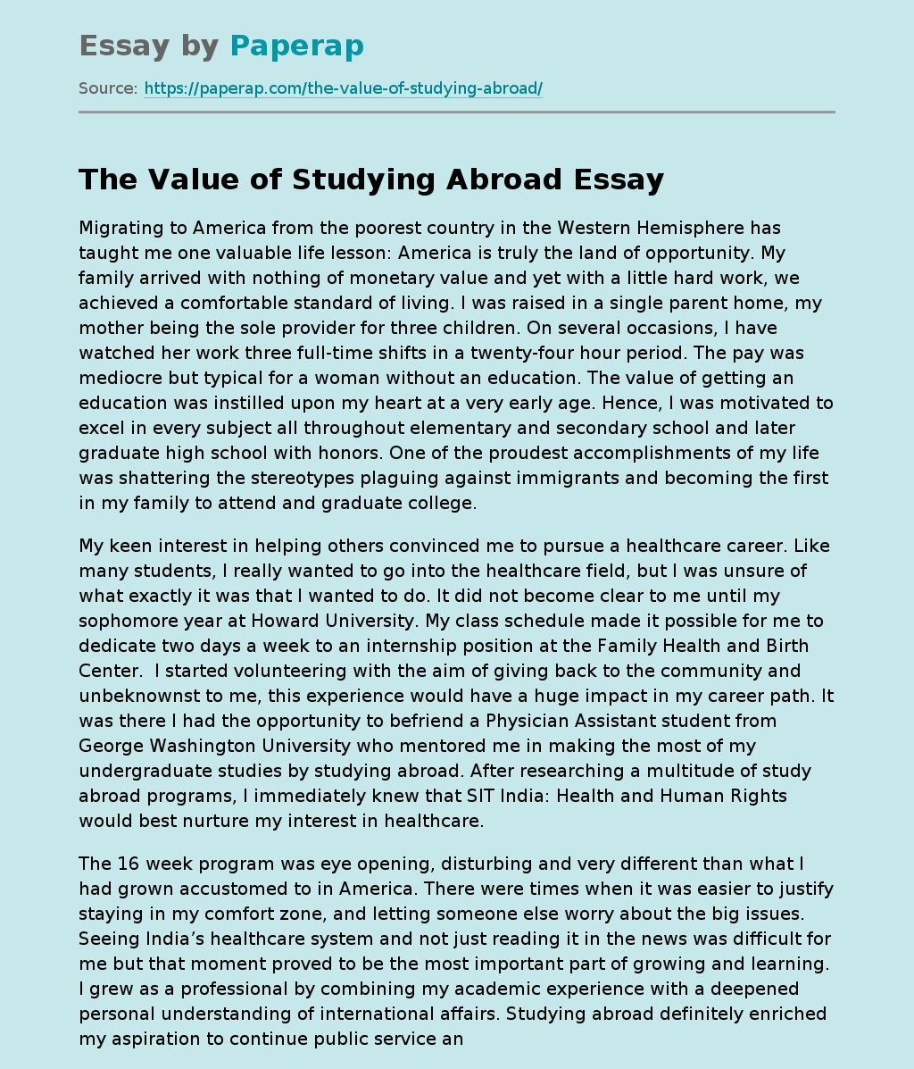 going abroad essay
