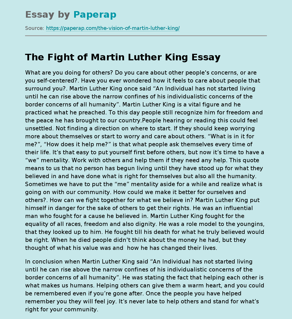 The Fight of Martin Luther King