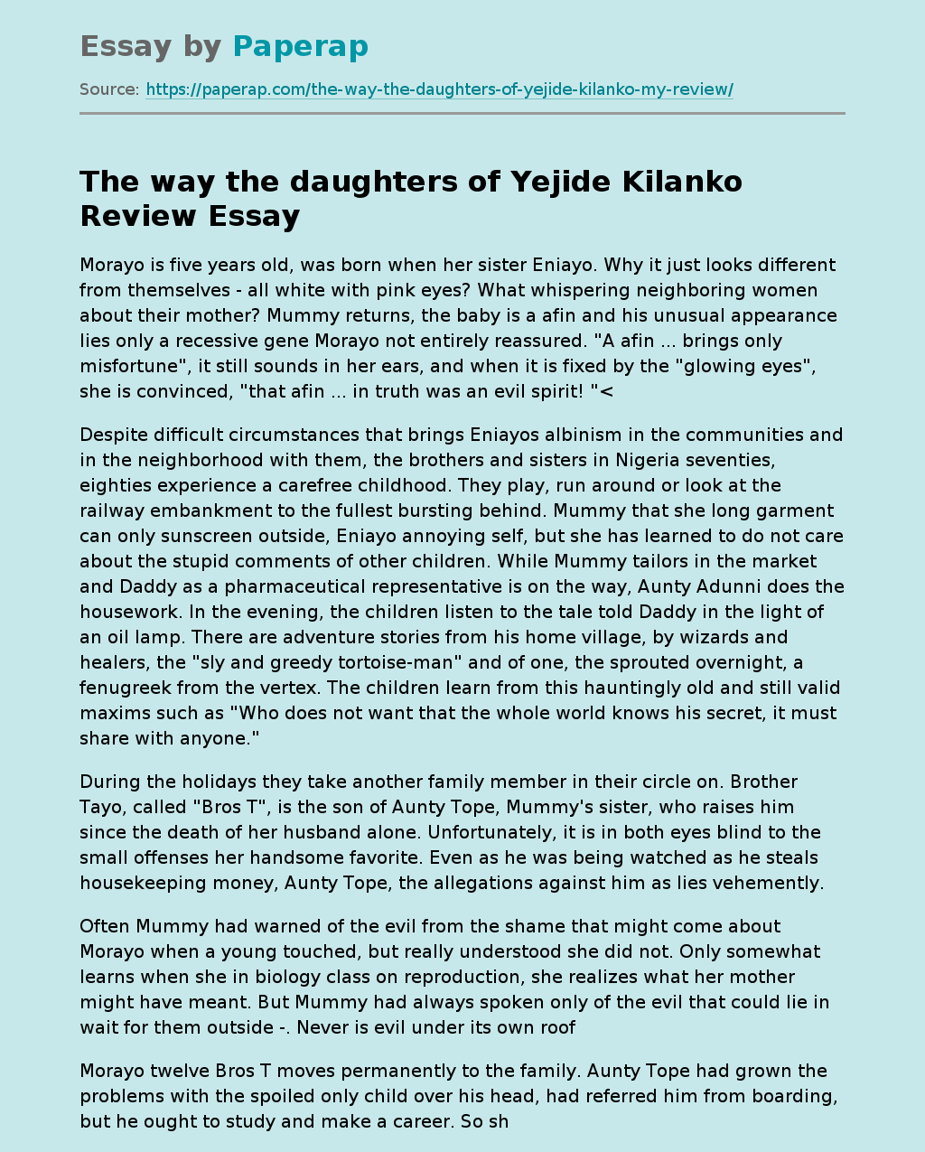 The way the daughters of Yejide Kilanko Review