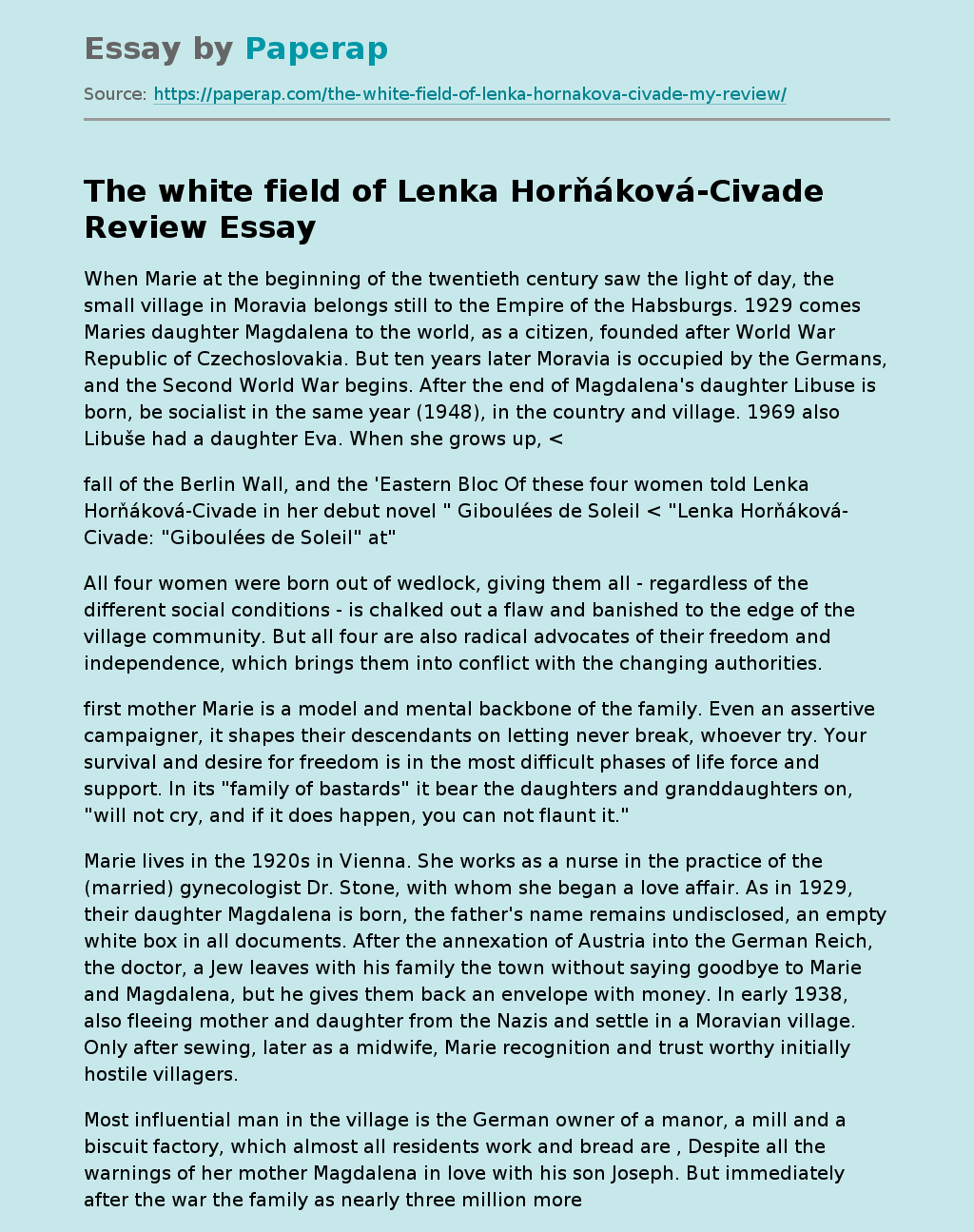 The White Field Of Lenka Hornakova-civade Review