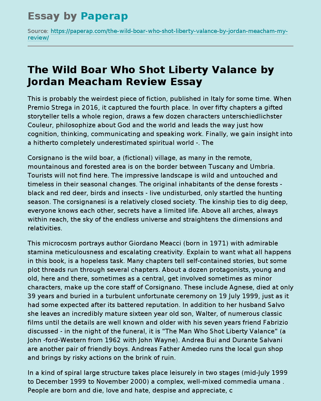 The Wild Boar Who Shot Liberty Valance by Jordan Meacham  Review