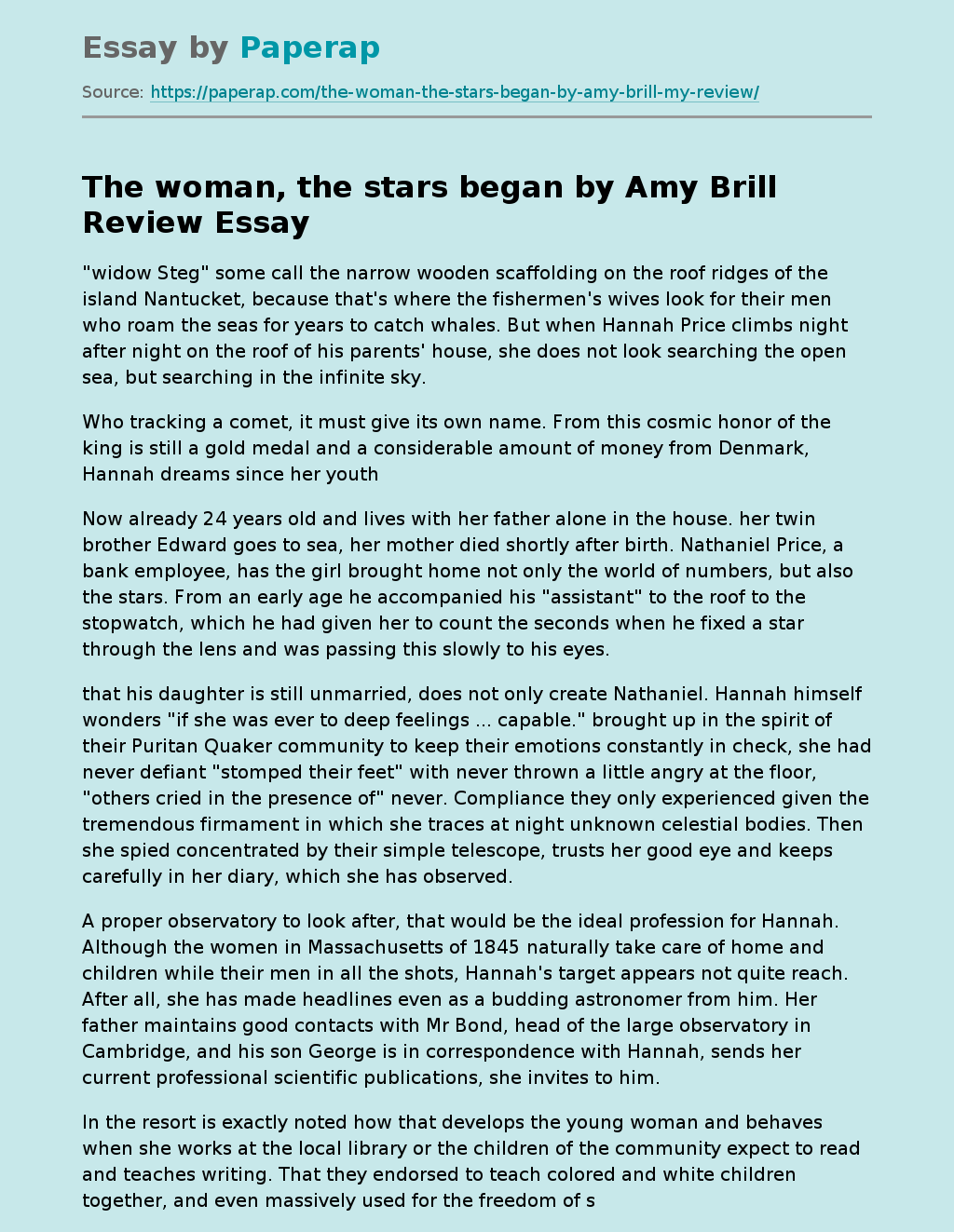 “The Woman, the Stars Began” by Amy Brill