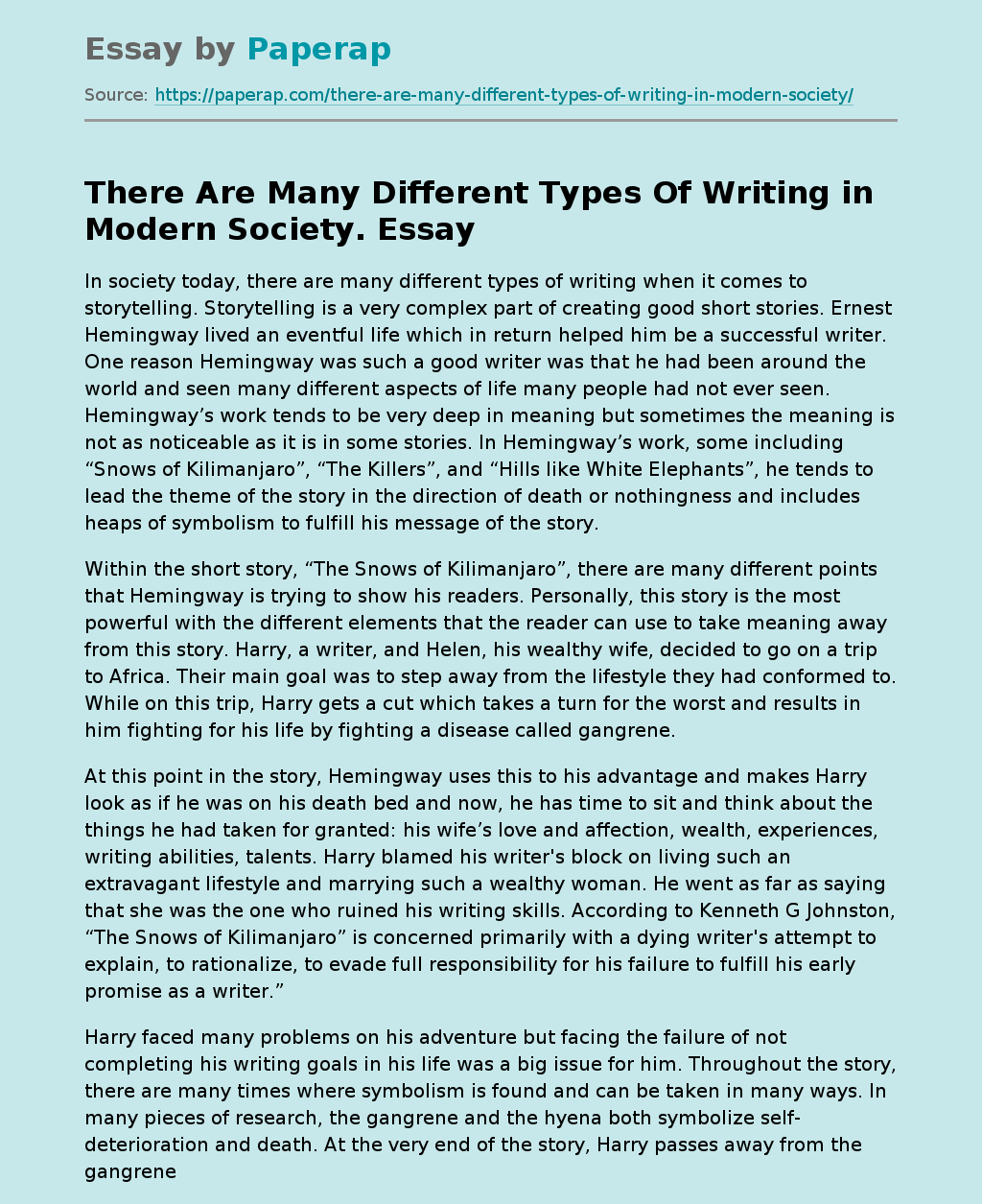 There Are Many Different Types Of Writing in Modern Society.
