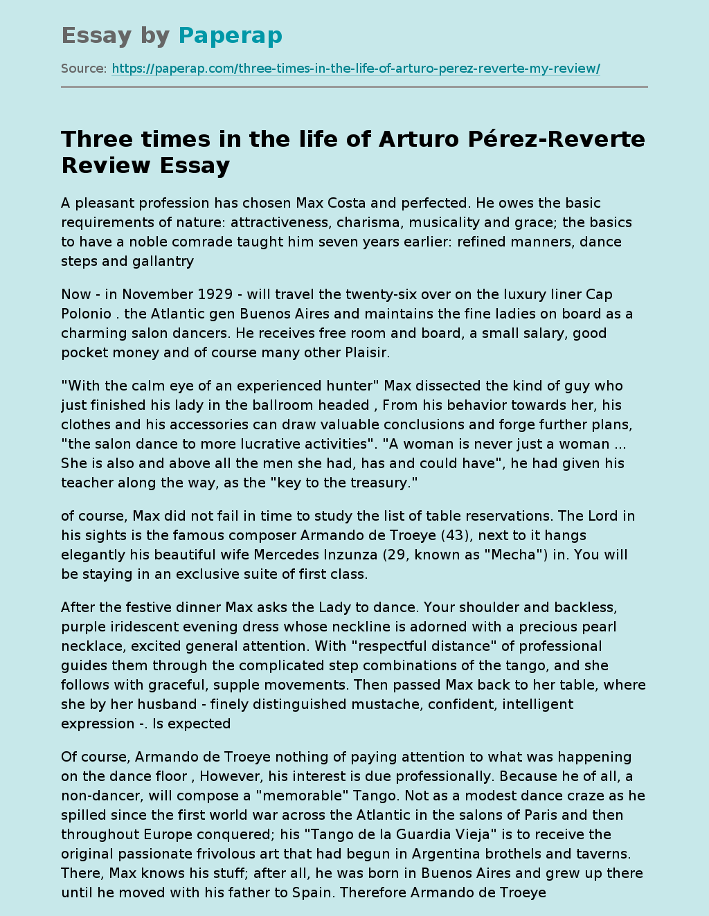 Three Times in the Life by Arturo Pérez-Reverte