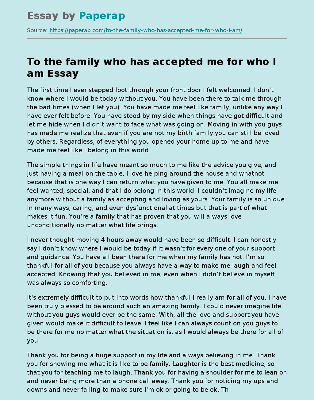 To the family who has accepted me for who I am